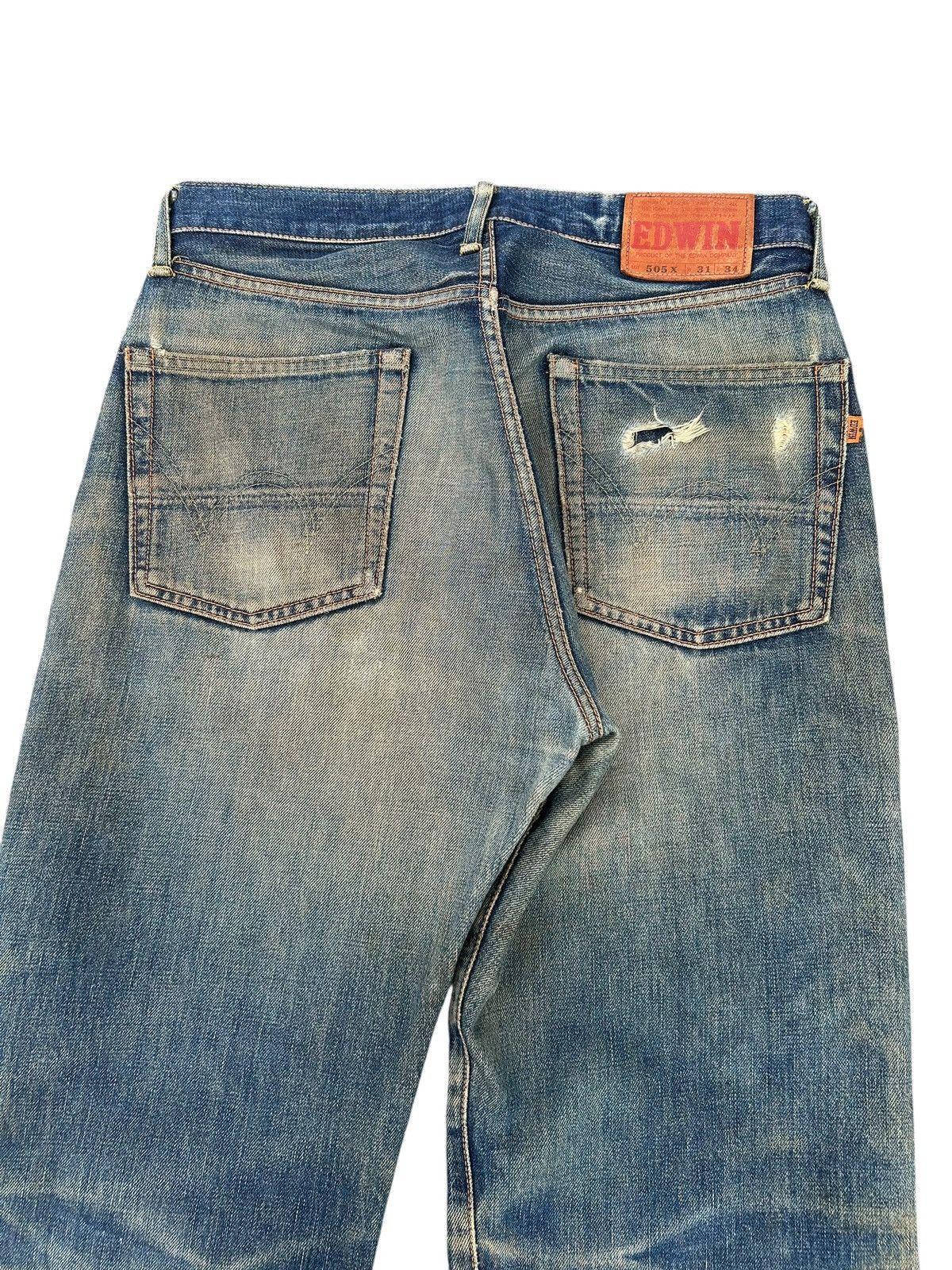 Kapital VINTAGE EDWIN 505X SELVEDGE RUSTY DISTRESSED DENIM JEANS Size US 32 / EU 48 - 13 Thumbnail