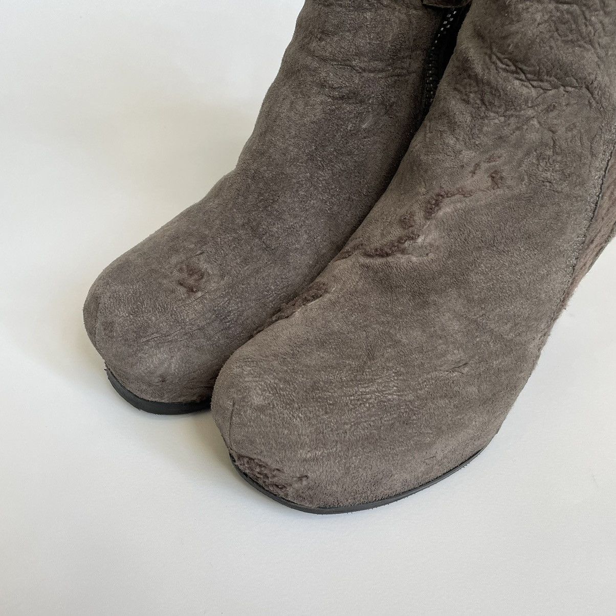 Rick Owens Distressed Shearling Biker Boots Size US 7 / IT 37 - 5 Thumbnail