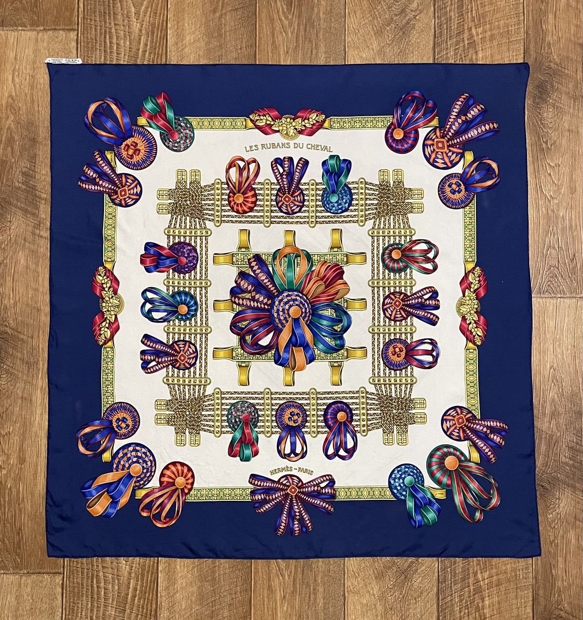 image of Archival Clothing x Hermes Vintage Hermès Les Rubans Du Cheval 100% Silk Scarf, Women's