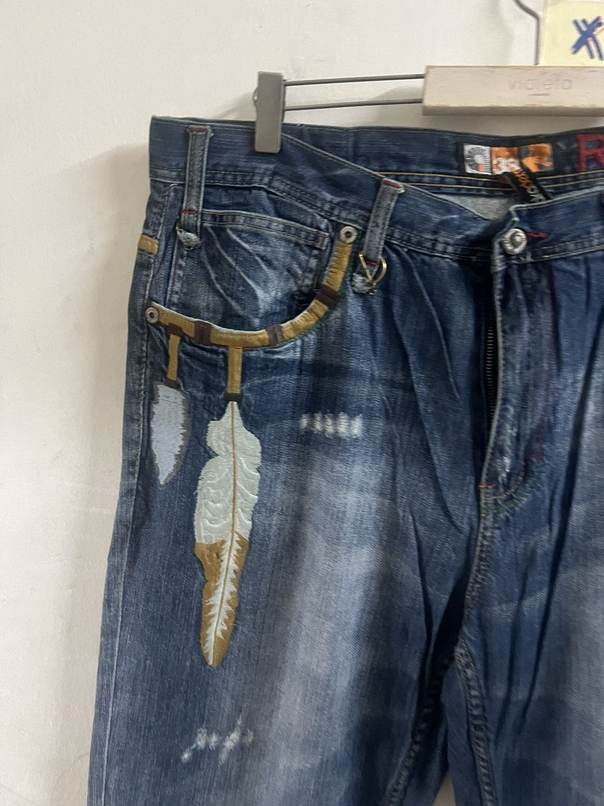 Japanese Brand NAVAJO DENIM AKADEMİK EMBROIDERY DISTRESSED DENIM PANT Size US 38 / EU 54 - 6 Thumbnail