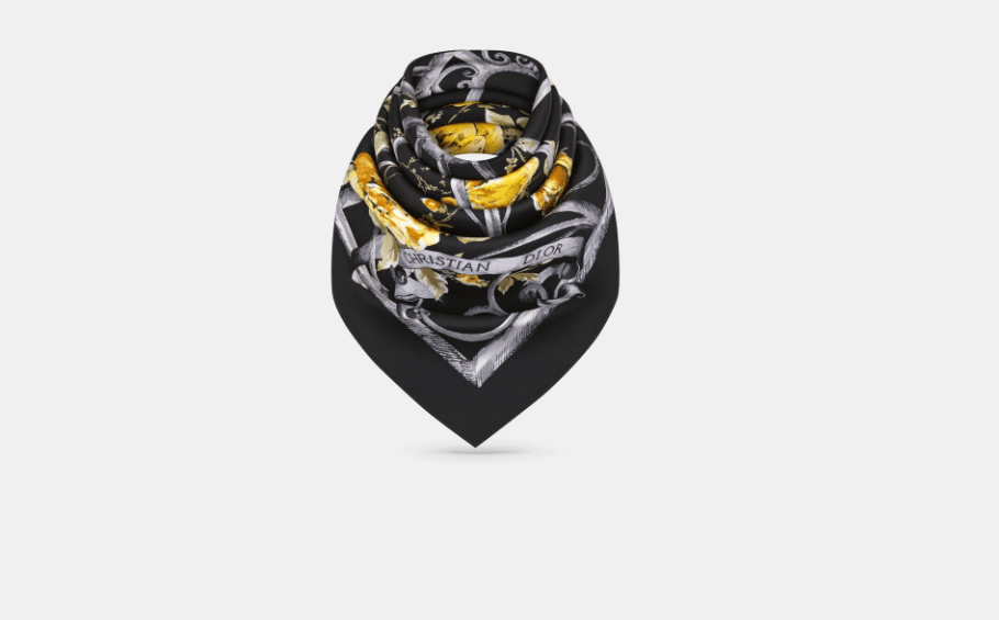Dior o1w1db10424 Size: OS Dior Square Scarf in Black/Gold Size ONE SIZE - 3 Thumbnail