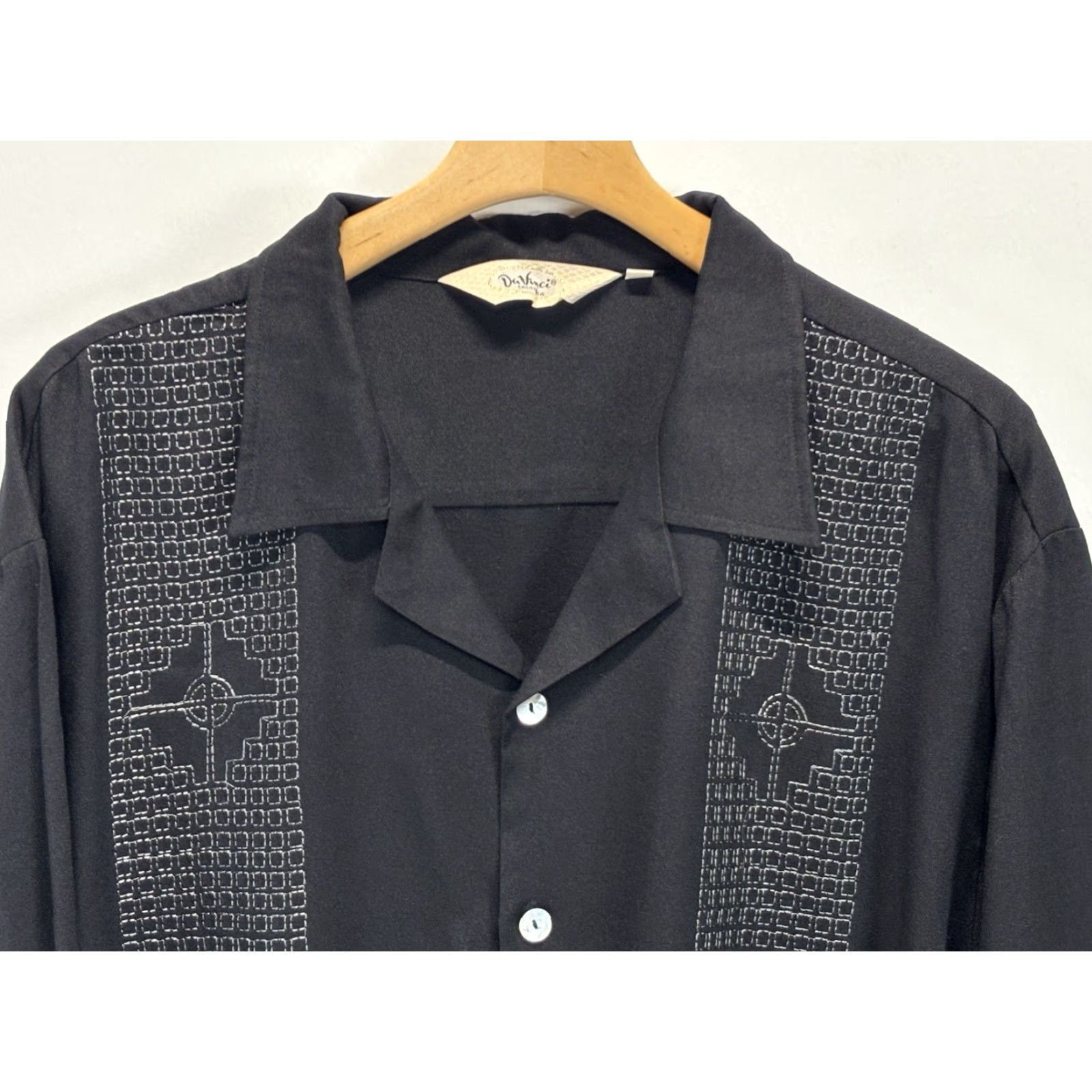 Vintage Da Vinci Mens 3XL Black Button-Up Shirt Stitch Charlie Sheen Bowling Camp Rayon Regular Size Collared Short Sleeve Button-Up Da Vinci Shirt Size US XXL / EU 58 / 5 - 2 Thumbnail