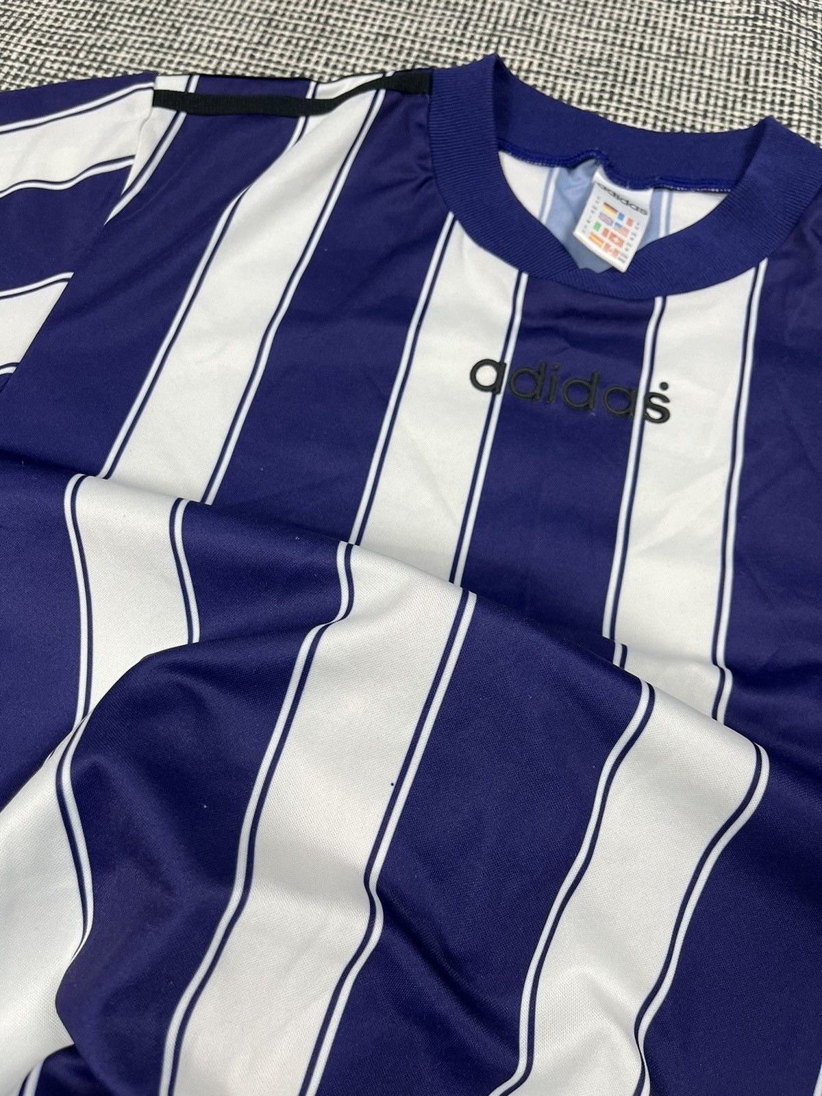 Adidas × Vintage 90s adidas soccer jersey purple stripes blokecore Size US M / EU 48-50 / 2 - 4 Thumbnail