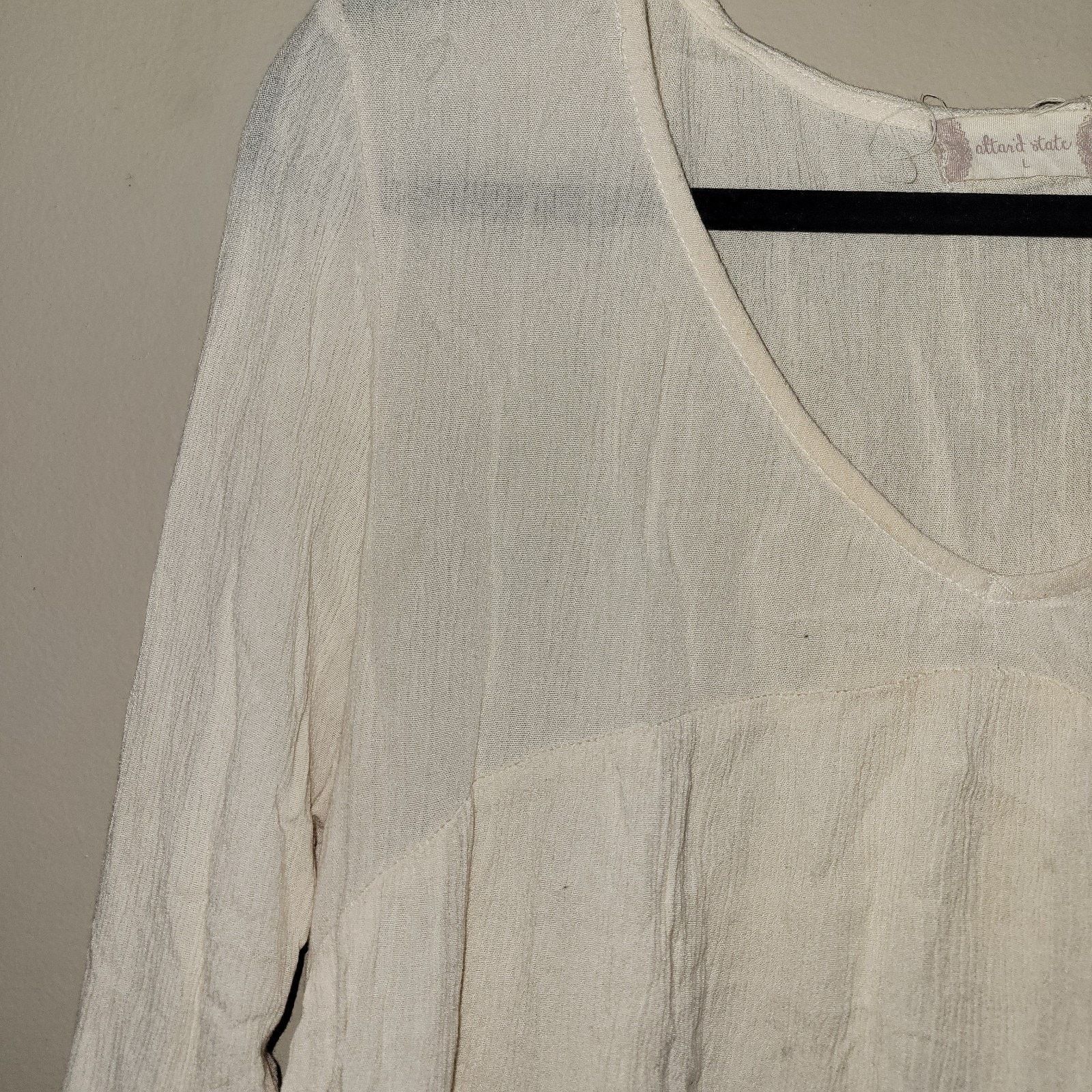 & Other Stories Altered State Tunic Blouse Flowy Sleeves Fringe Cream M/L Size L / US 10 / IT 46 - 4 Thumbnail