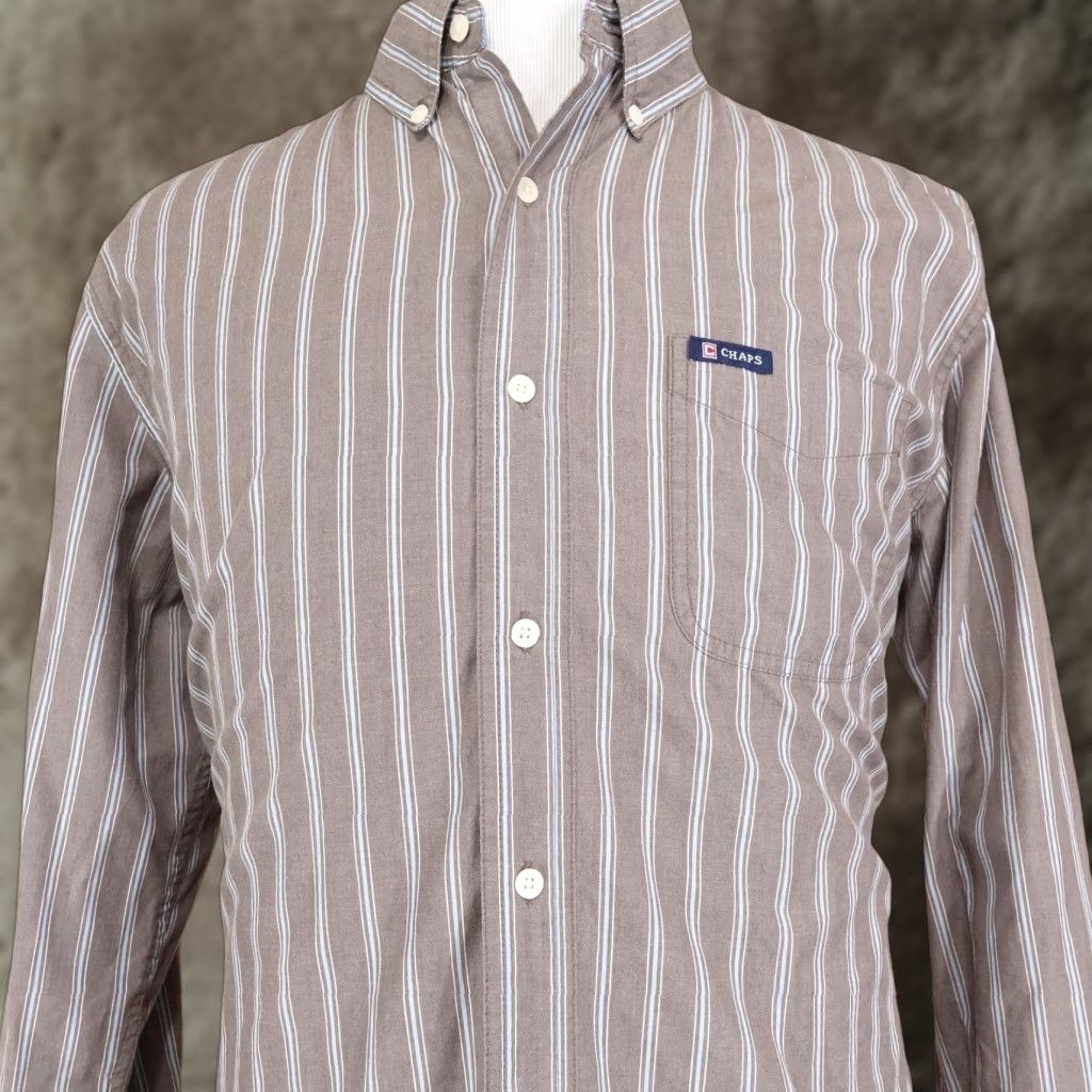 Chaps Chaps Shirt Mens Large Brown Striped Button Down Long Sleeve Pocket Easy Care Classic Button-Up Size US L / EU 52-54 / 3 - 1 Thumbnail