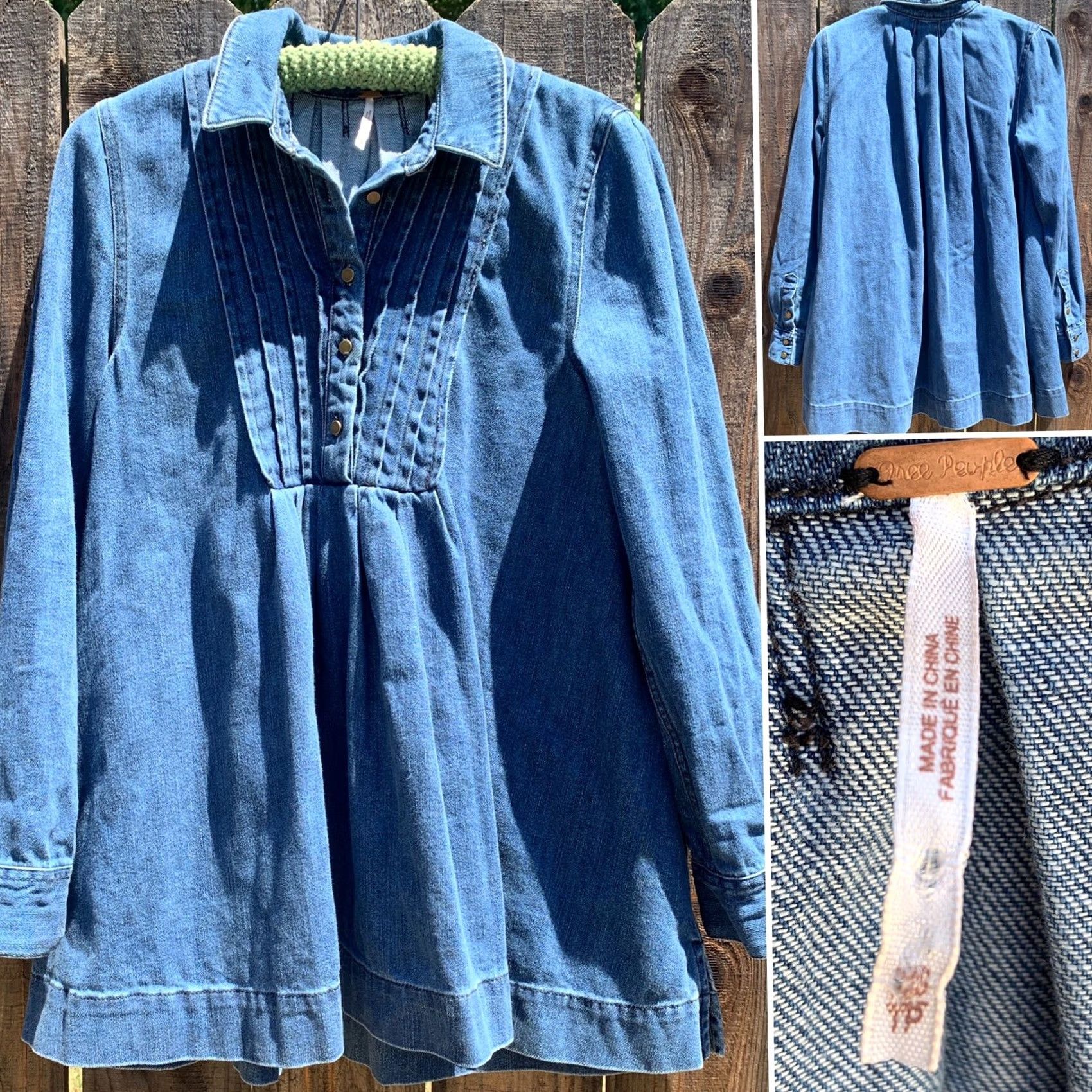 Free People Free People Denim Top Blouse XS Women Pullover Long Sleeve Blue Hippie Boho Shirt Size XS / US 0-2 / IT 36-38 - 6 Thumbnail