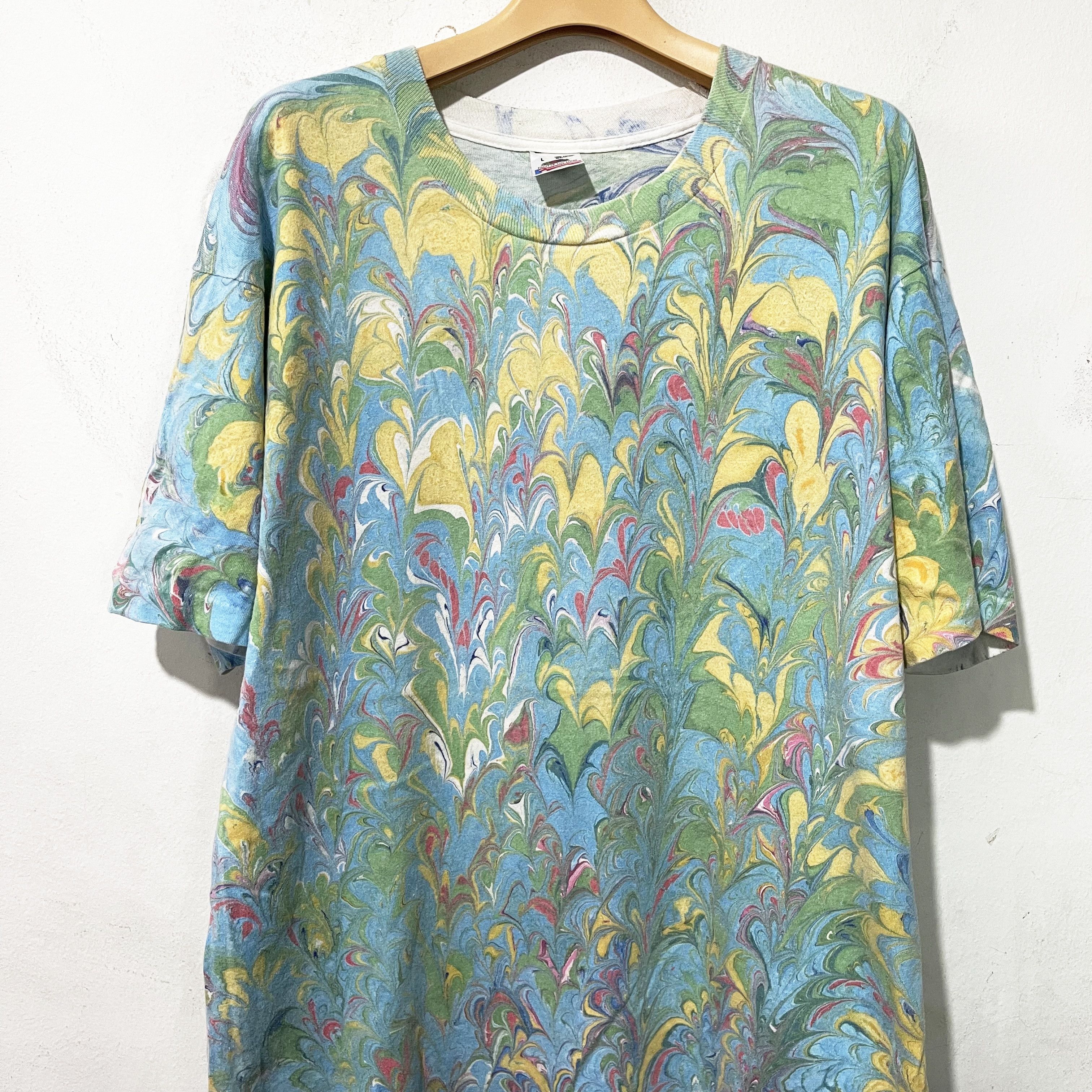 Vintage Vintage 90s Marble Psychedelic Shirt Size US L / EU 52-54 / 3 - 2 Thumbnail