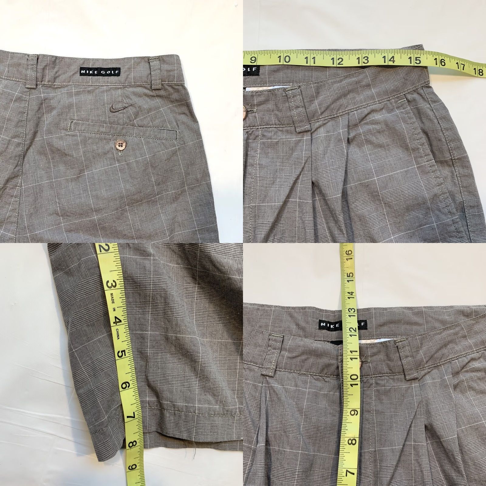 Nike Nike Golf Chino Shorts Men 32 Pleated Plaid 100% Cotton Gray NEW Size US 32 / EU 48 - 8 Thumbnail