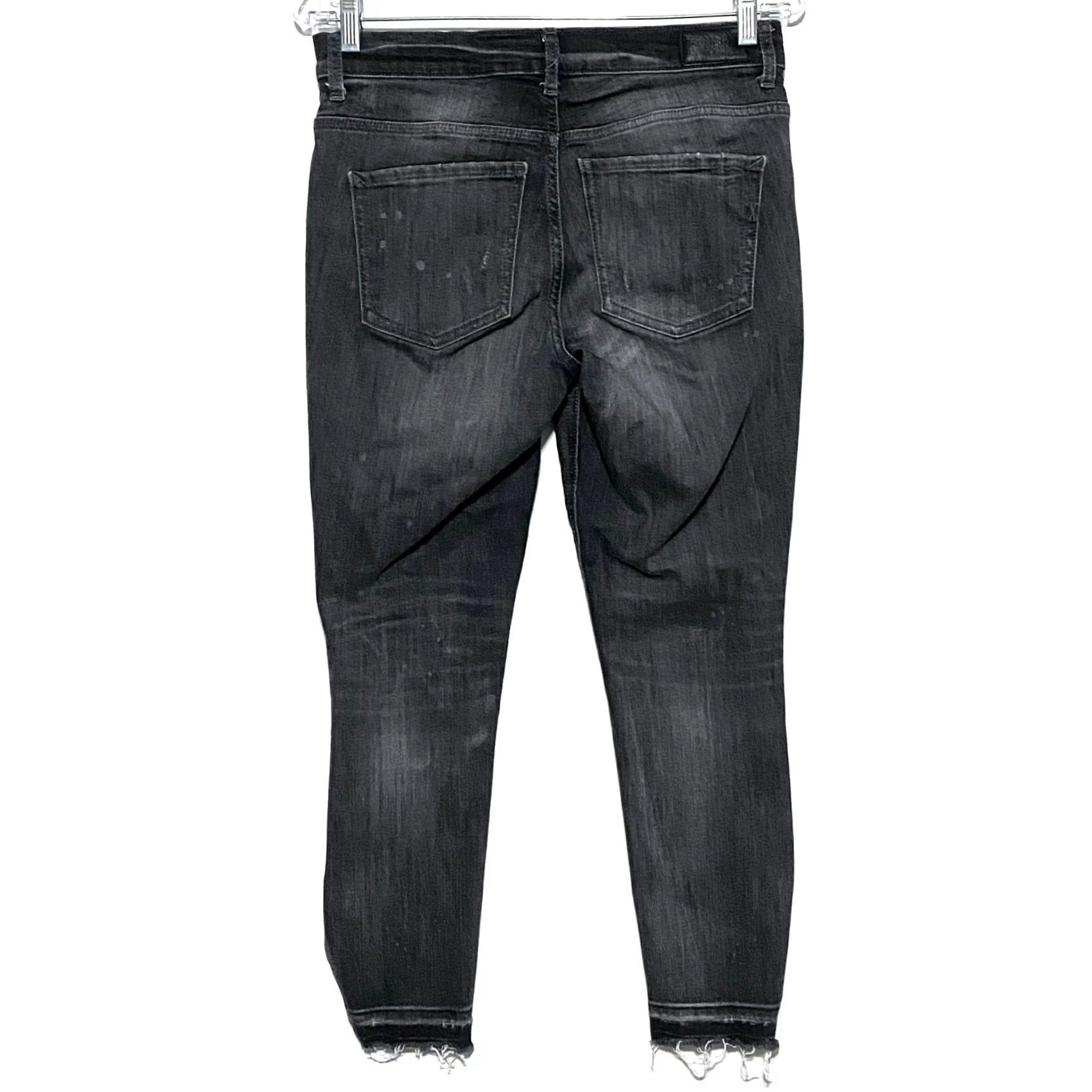 Express Express Jeans Ankle High Rise Stretch Denim Distressed Black Womens 8P Petite Jeans Mens? No. Size 30" / US 8 / IT 44 - 2 Thumbnail