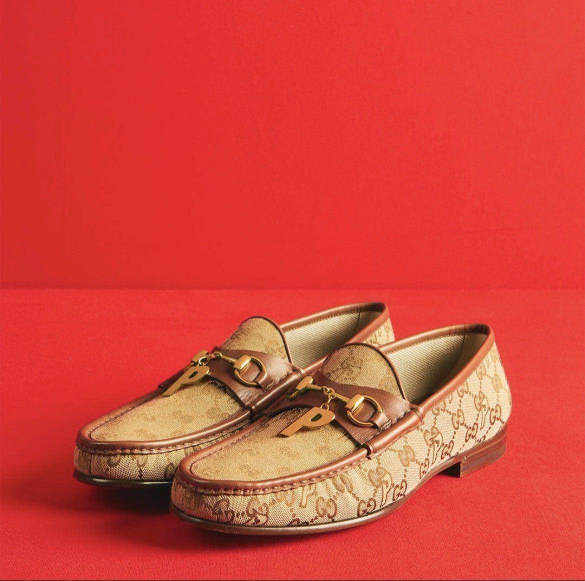 image of Gucci x Palace Monogram Loafers in Brown, Men's (Size 9)