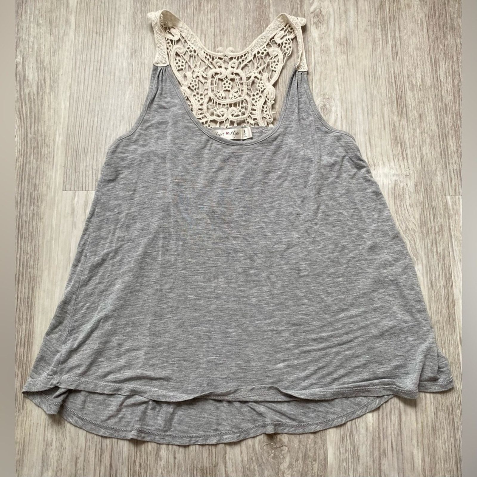 Other Heart & Hips | Knit Lace Gray Sleeveless Tank Top | Small Size S / US 4 / IT 40 - 2 Thumbnail