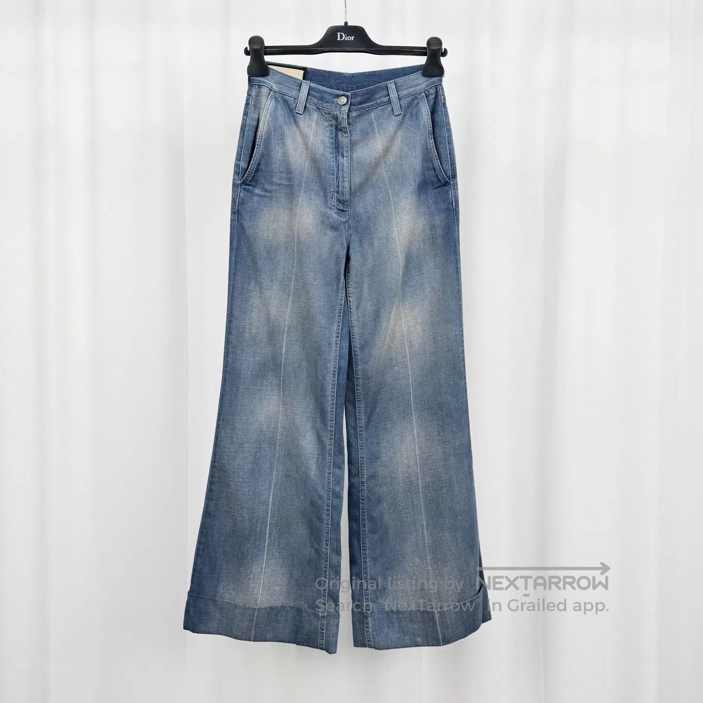 Gucci Guicci Leather Patch Washed Flare Denim Jeans| Size US 31 - 1 Thumbnail