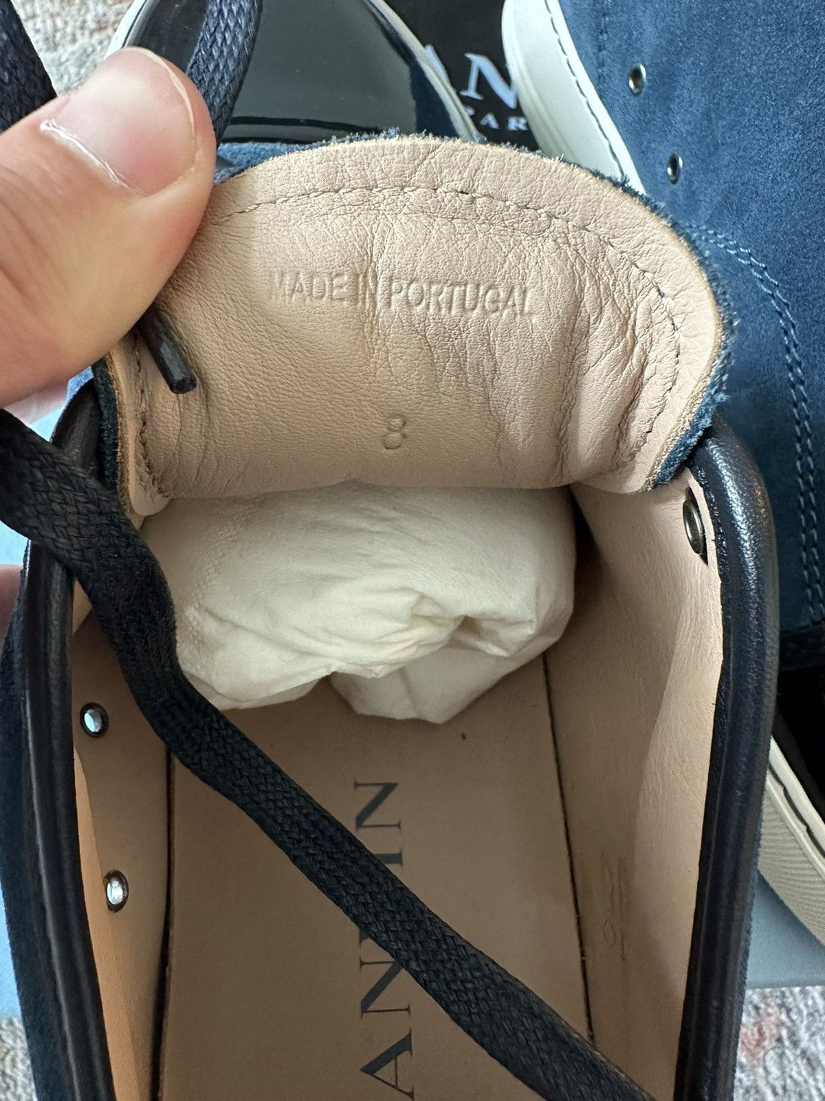 Lanvin Lanvin Men's Patent-Toe Suede Sneaker, Dark Turquoise Size US 8 / EU 41 - 13 Thumbnail