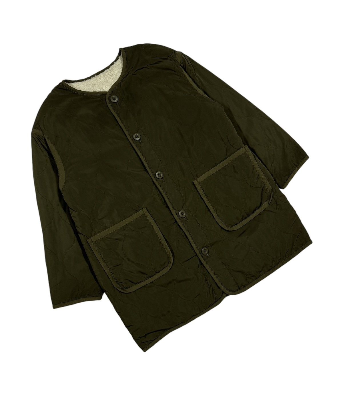 Beams Plus × Japanese Brand Vtg🔥Ray Beams Military Quilted Cardigan Reversible Sherpa Size US M / EU 48-50 / 2 - 7 Thumbnail