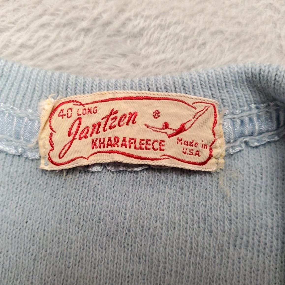 Jantzen VINTAGE Jantzen Sweater Men 40 Long Blue Kharafleece Made in USA 70s 80s Grandpa Size US L / EU 52-54 / 3 - 3 Thumbnail