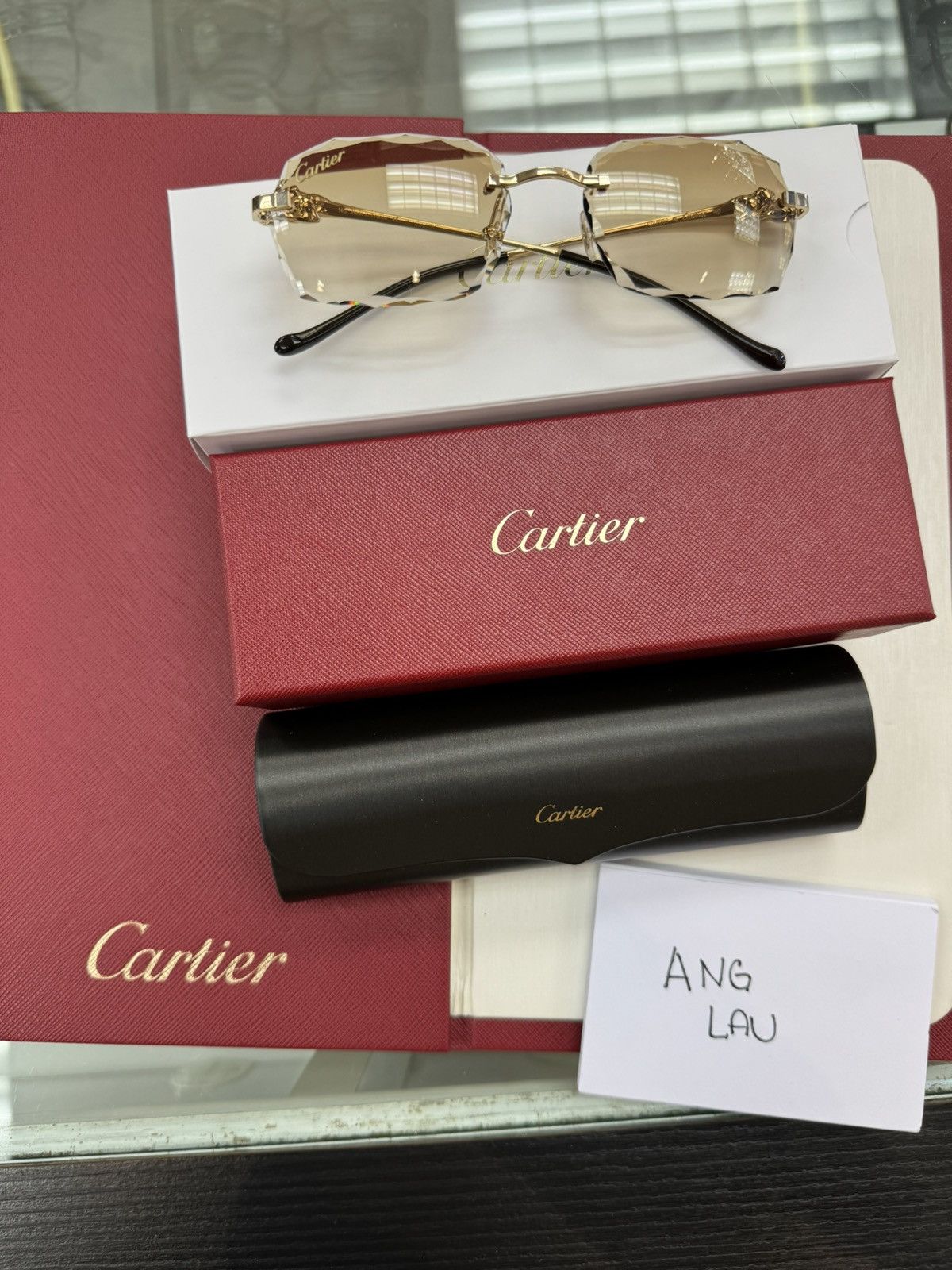 Cartier Cartier Panther Pantherè Gold Diamond Cut Sunglasses Size ONE SIZE - 3 Thumbnail