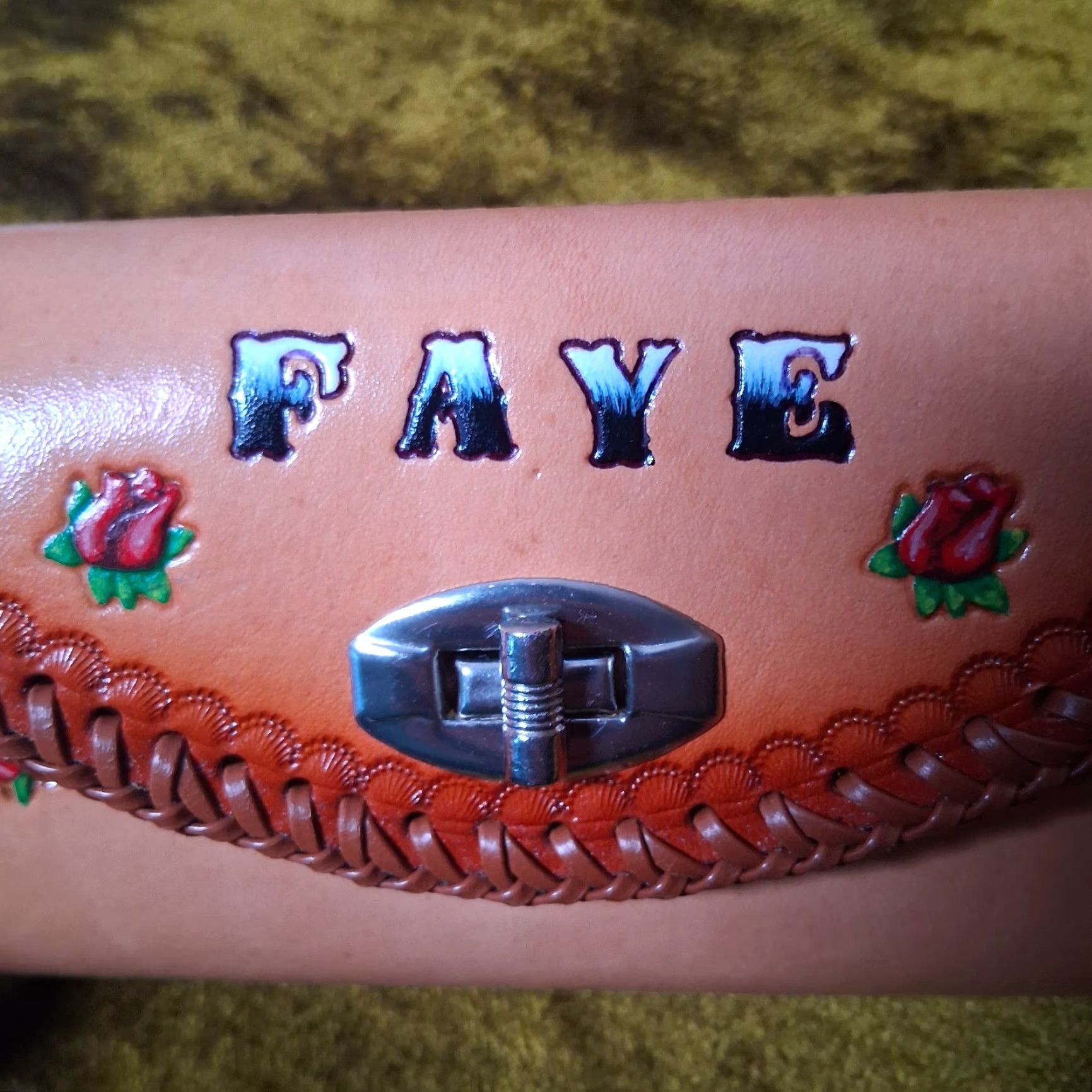 Vintage VINTAGE Tooled Leather Wallet Trifold Checkbook Holder FAYE Red Roses Floral Women 7.5" Brown Leather Photo Pen Holder Hippie Accessories Size ONE SIZE - 5 Thumbnail