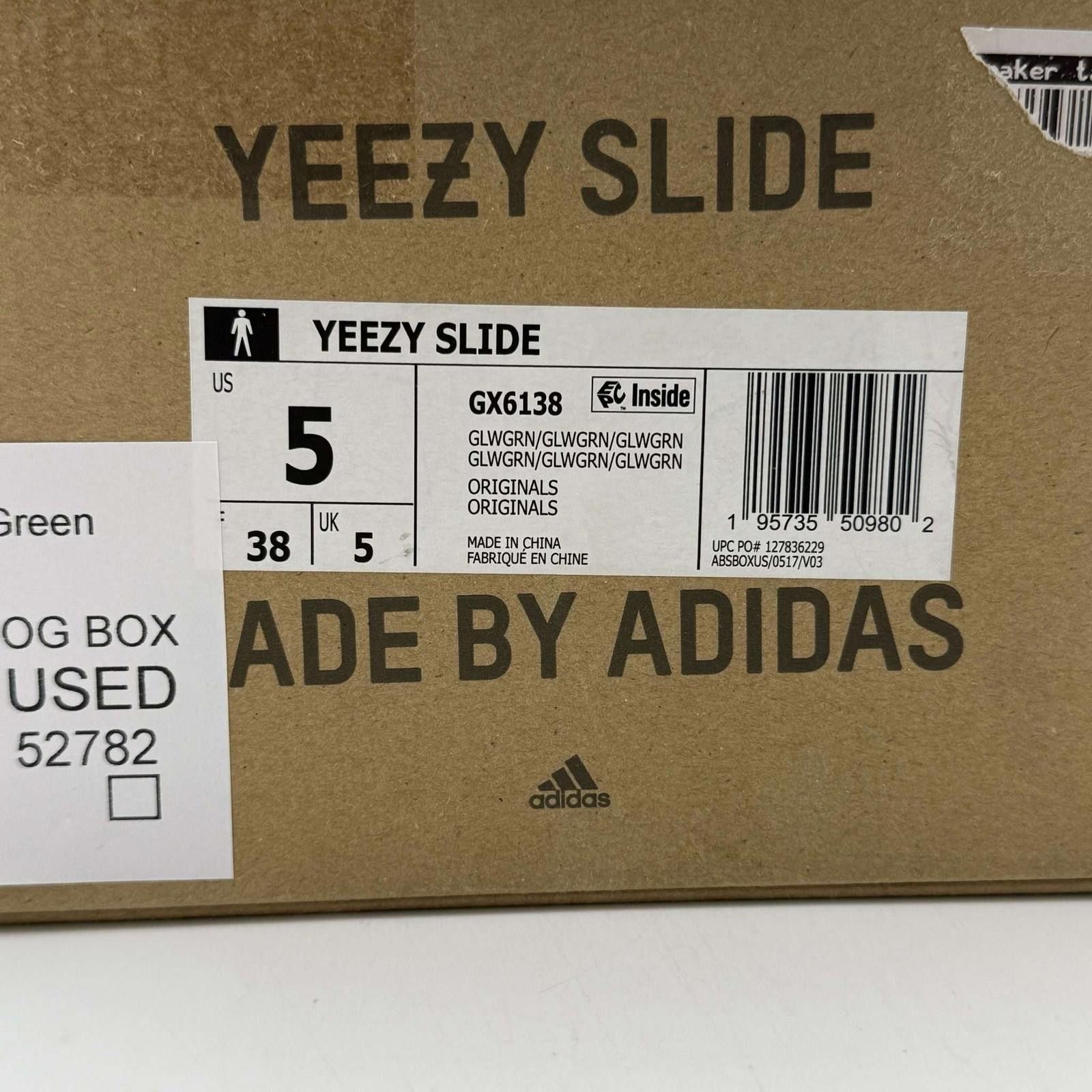 Adidas Yeezy Slide Green Glow 5 Used OG Box GX6138 Size US 5 / EU 37 - 10 Thumbnail