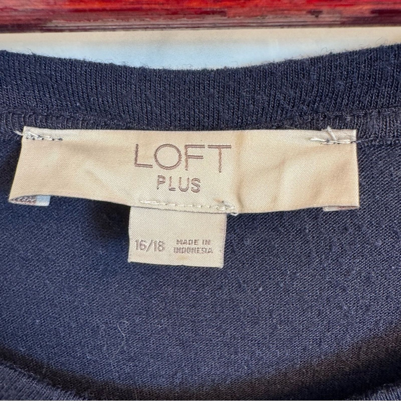Loft Loft Navy White Polka Dot Mixed Media Sweater Top 16/18 Size XXL / US 16-18 / IT 52-54 - 10 Thumbnail