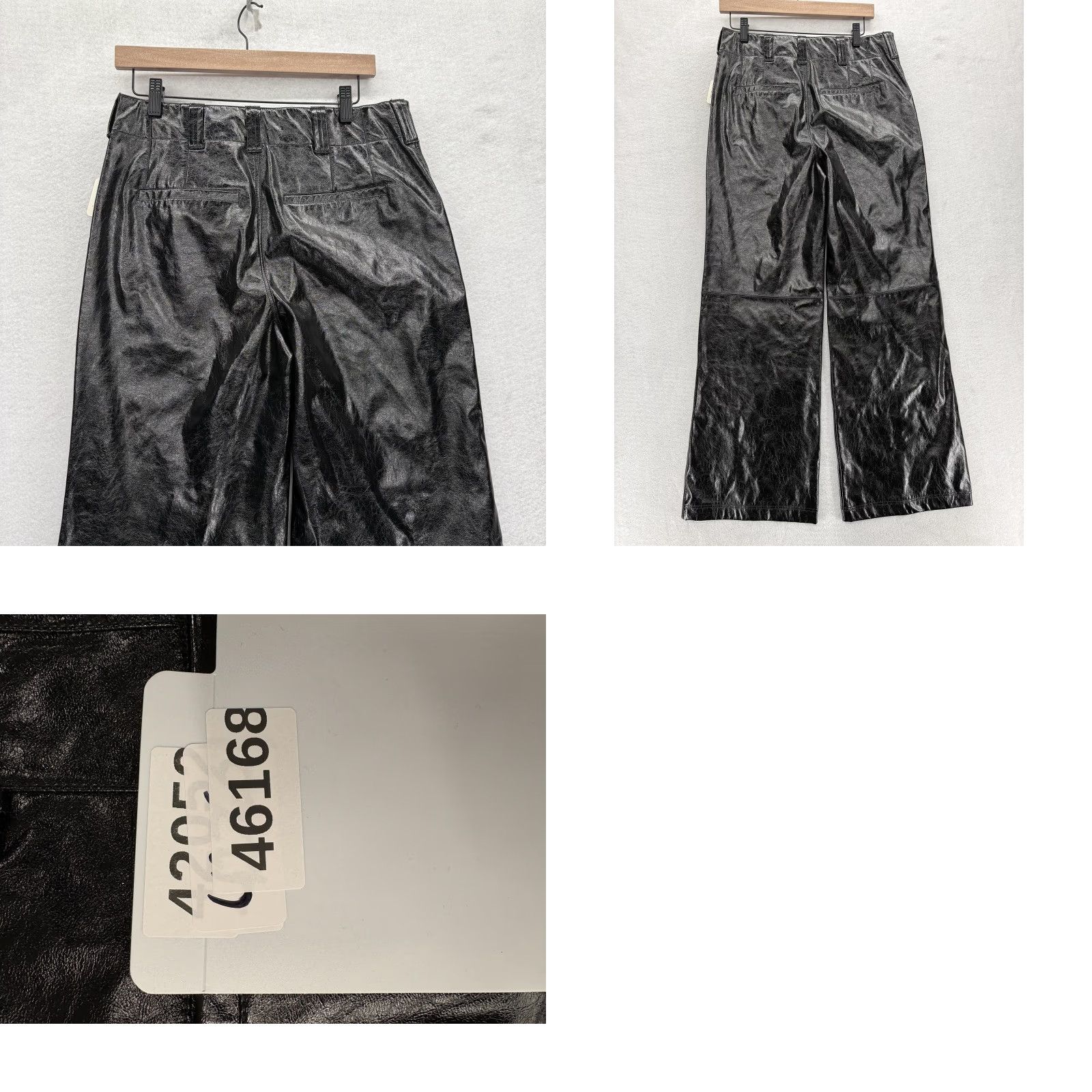 Free People Free People Pants Womens 8 Black Faux Leather Coated Wide Leg Dressy High Rise Size 30" / US 8 / IT 44 - 9 Thumbnail