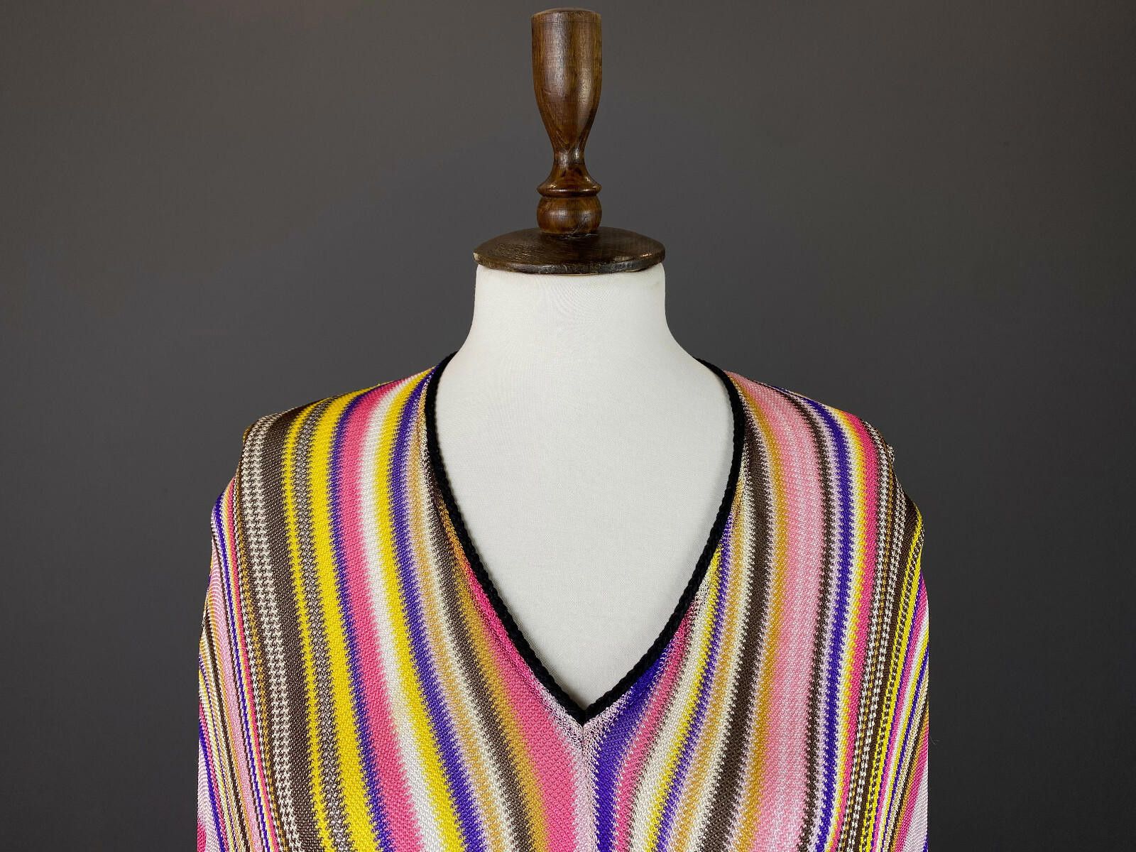 Pink Floyd Pinko Multicolor Stripe Viscose Mesh Sweater Blouse Size XS Size XS / US 0-2 / IT 36-38 - 2 Thumbnail