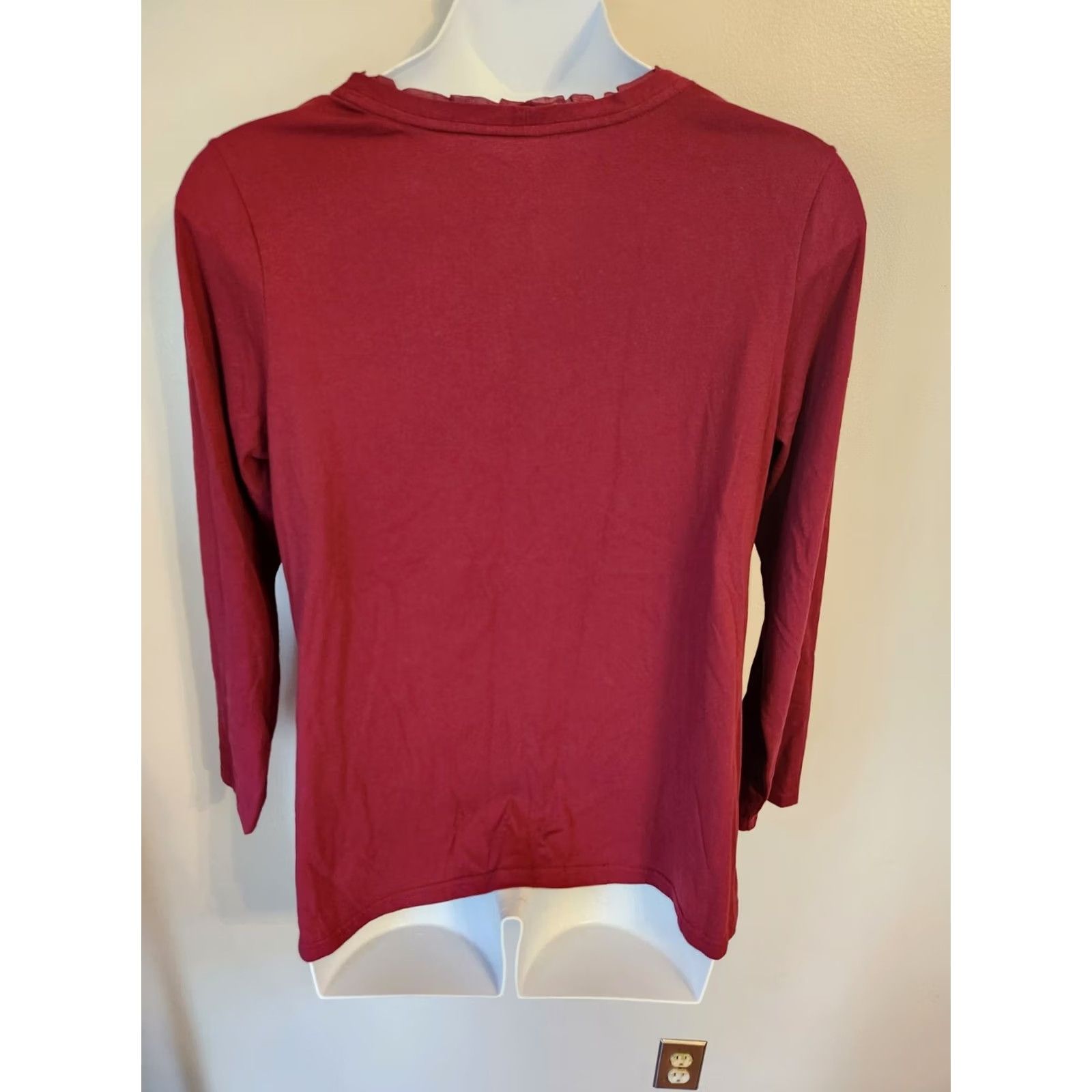 Vintage Laura Scott Burgundy Button Front Long Sleeve Casual Top Plus Woman 16 18 Size XXL / US 16-18 / IT 52-54 - 5 Thumbnail