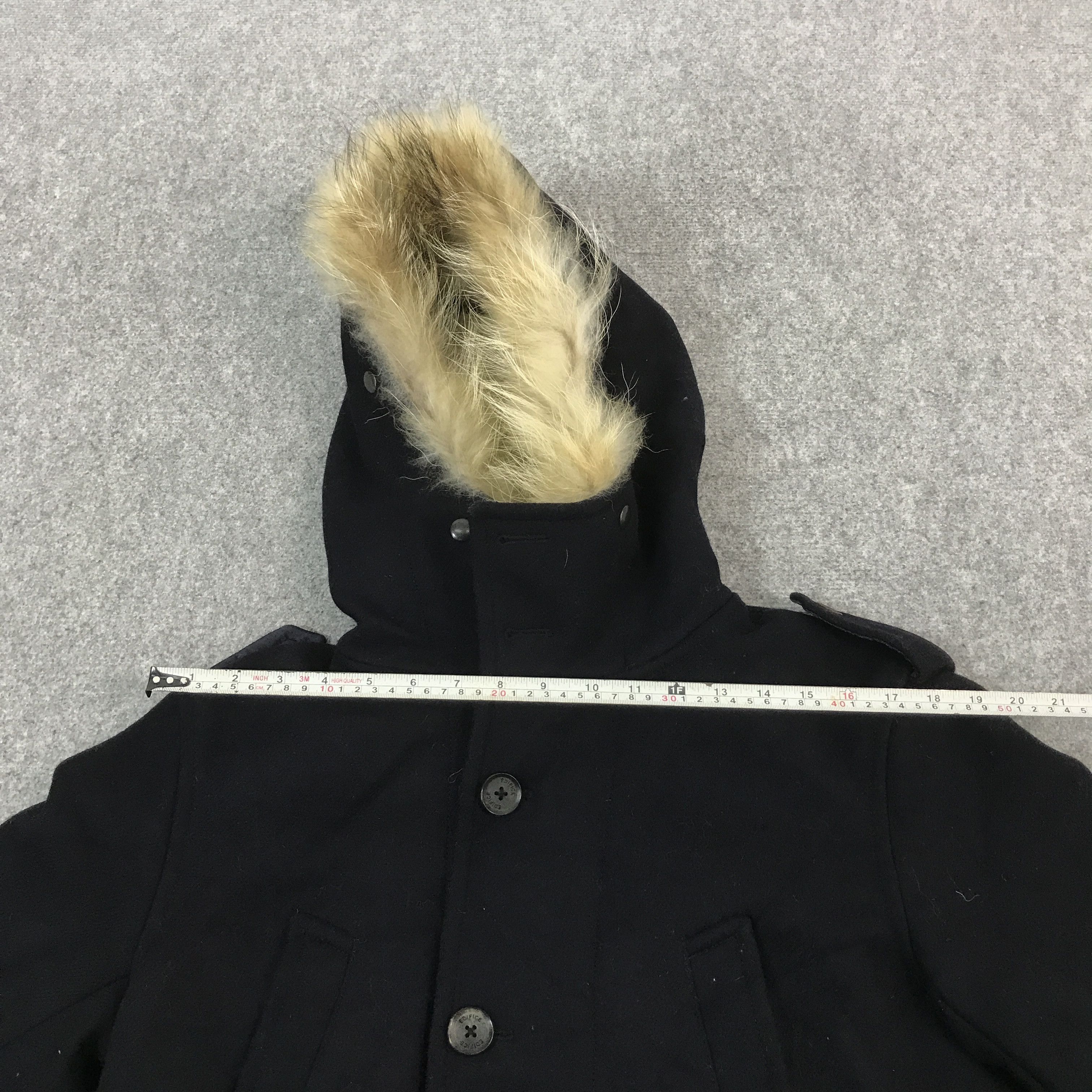 Edifice Japan EDIFICE JAPAN WOOL BLACK JACKET FUR HOODIES Size US L / EU 52-54 / 3 - 9 Thumbnail
