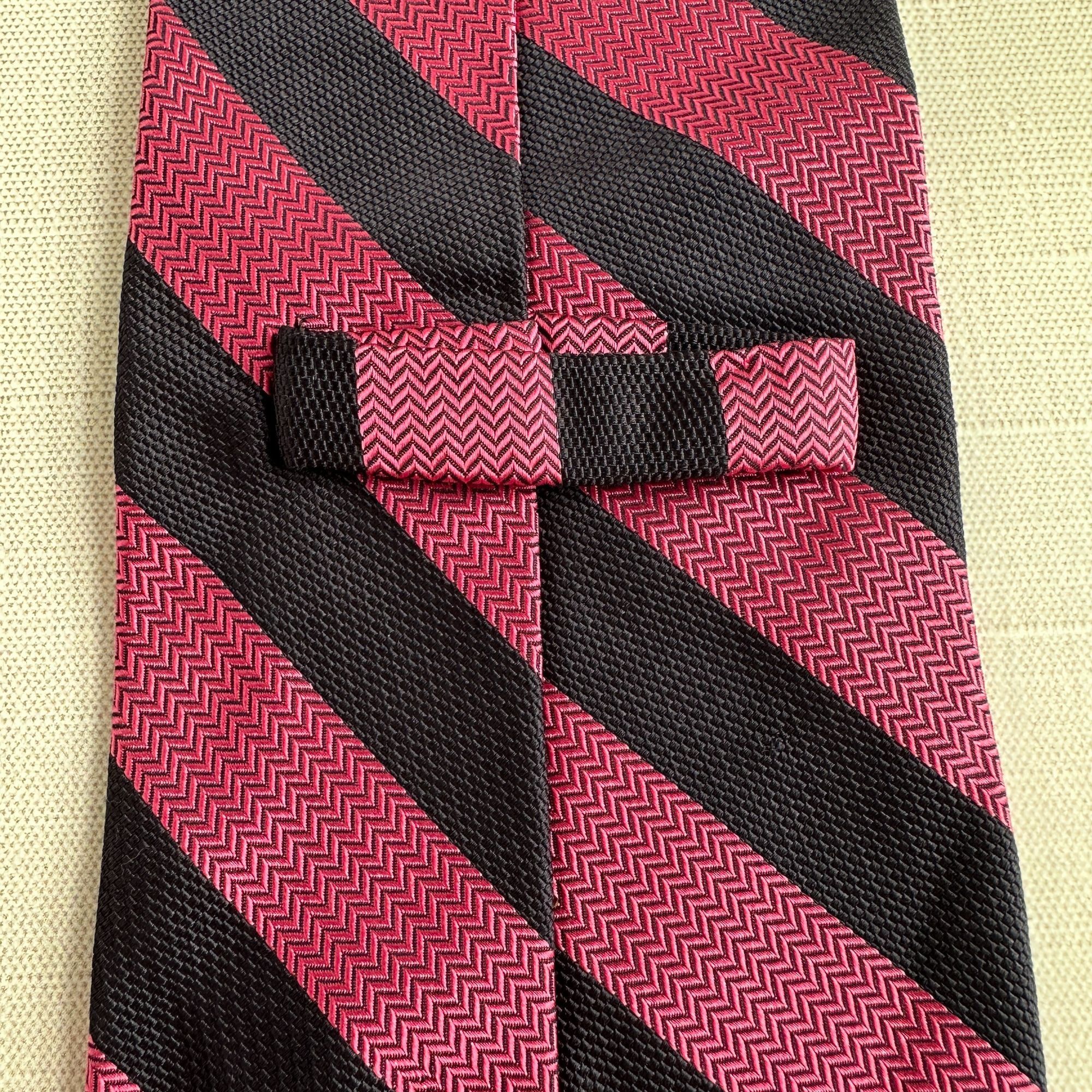 Cremieux Cremieux Pink Black Stripe Tie 57" Size ONE SIZE - 3 Thumbnail