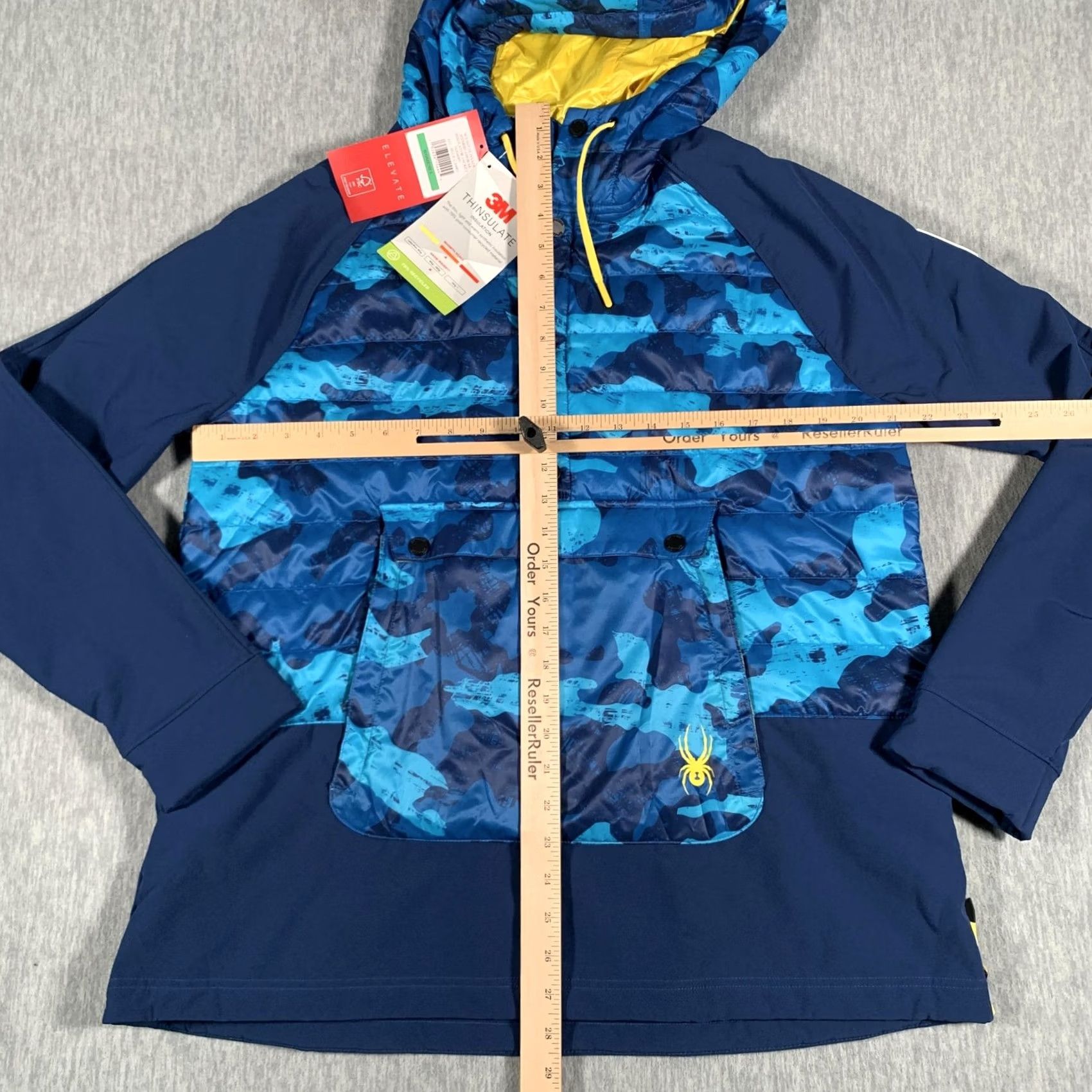 Spyder Spyder Jacket Womens Large Blue Camo Glissade Hybrid Anorak Insulated Hooded Size L / US 10 / IT 46 - 7 Thumbnail