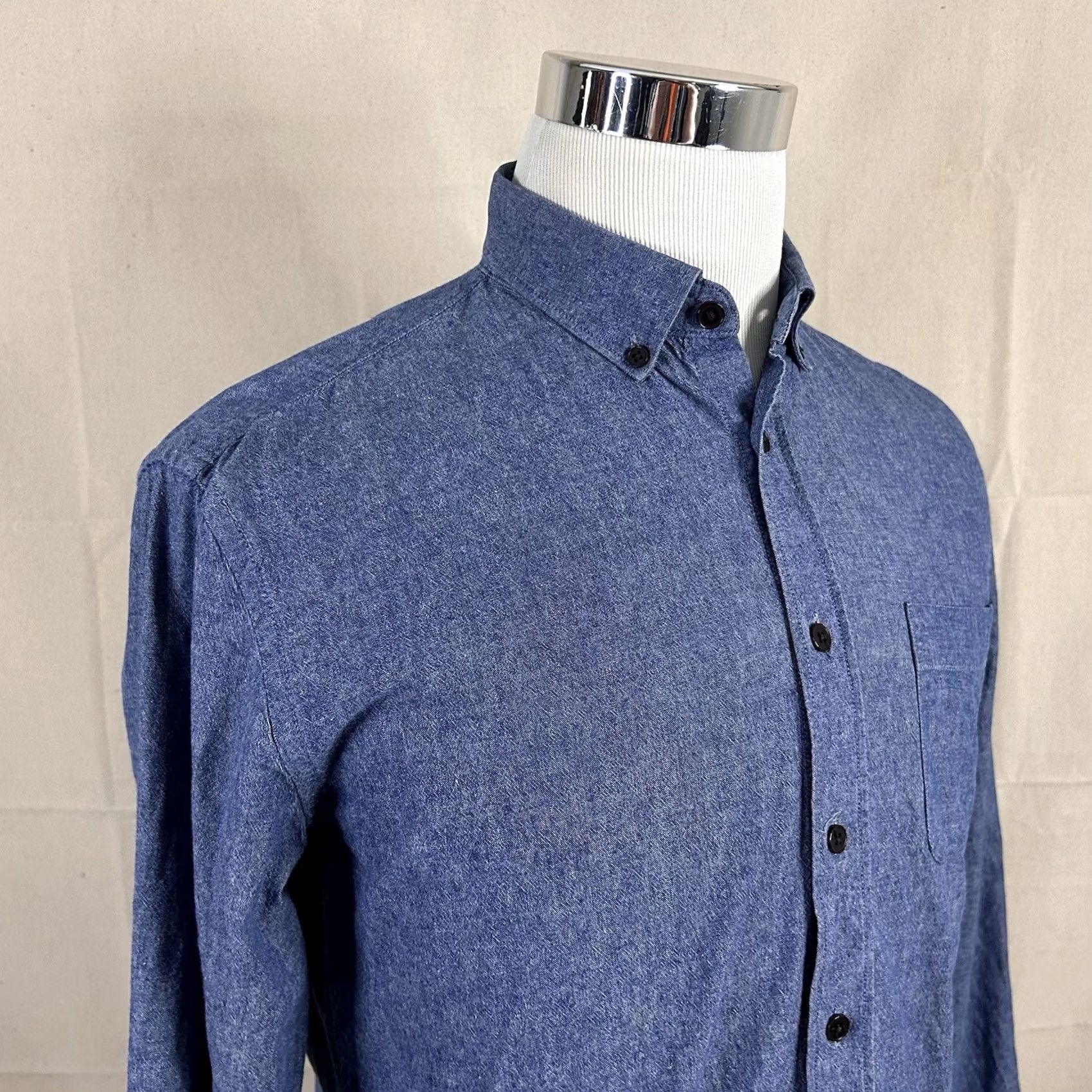 Vintage Frank & Oak Odessa Chambray Shirt Blue Button-Down Cotton Casual Shirt M Mens Size US M / EU 48-50 / 2 - 2 Thumbnail