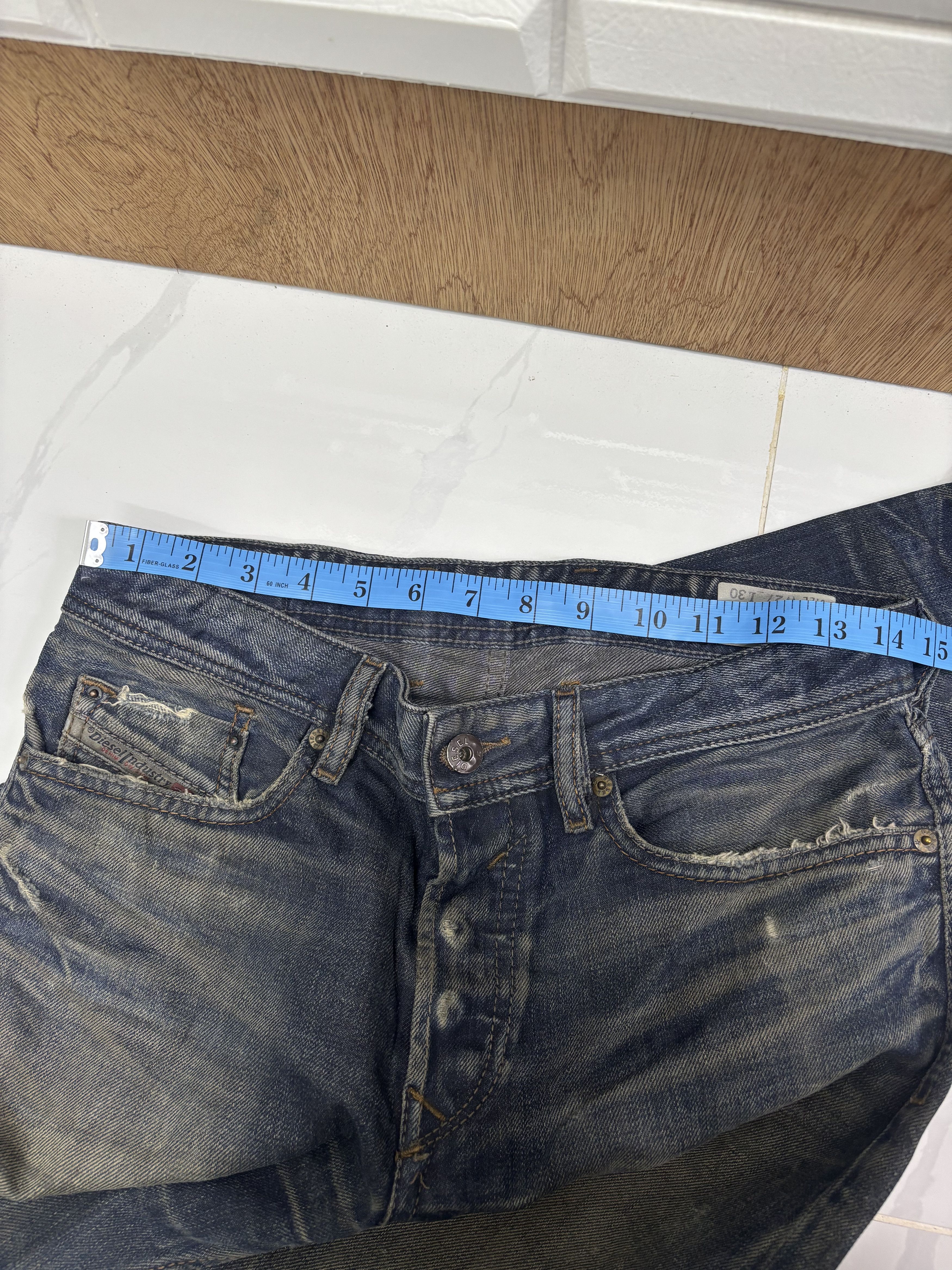 Diesel × Le Grande Bleu (L.G.B.) Vintage Diesel Waxed Distress Denim Jeans Regular Straight Size US 29 - 14 Thumbnail