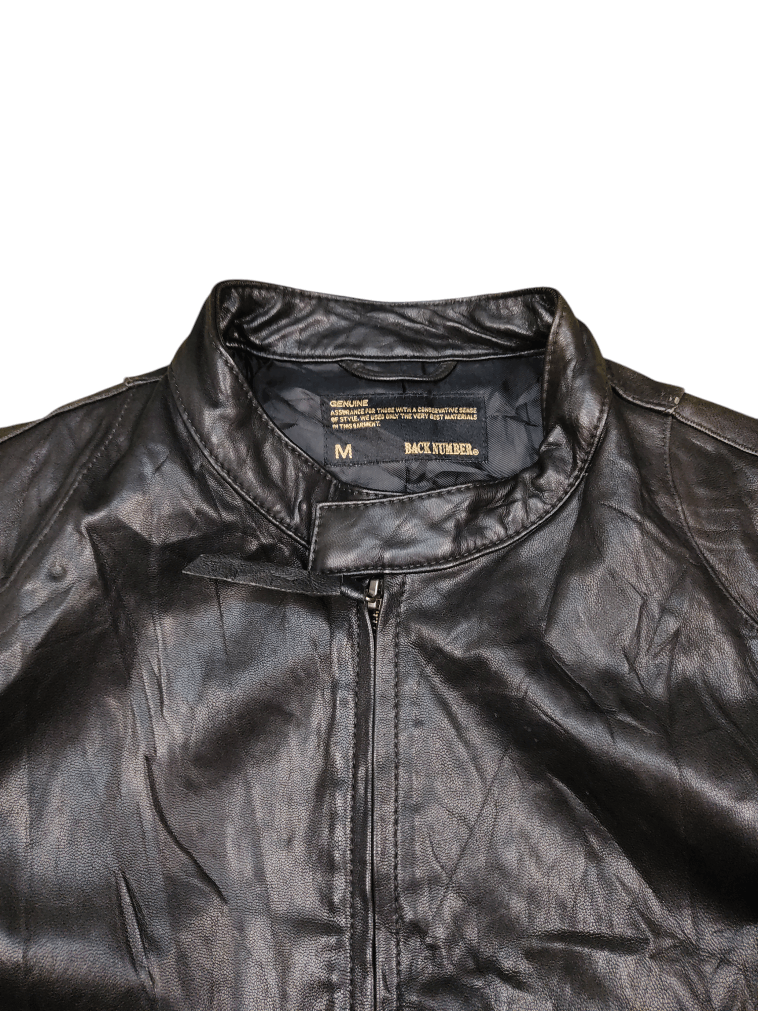 Japanese Brand Sun Faded Back Number Single Rider Leather Jacket Size US M / EU 48-50 / 2 - 4 Thumbnail