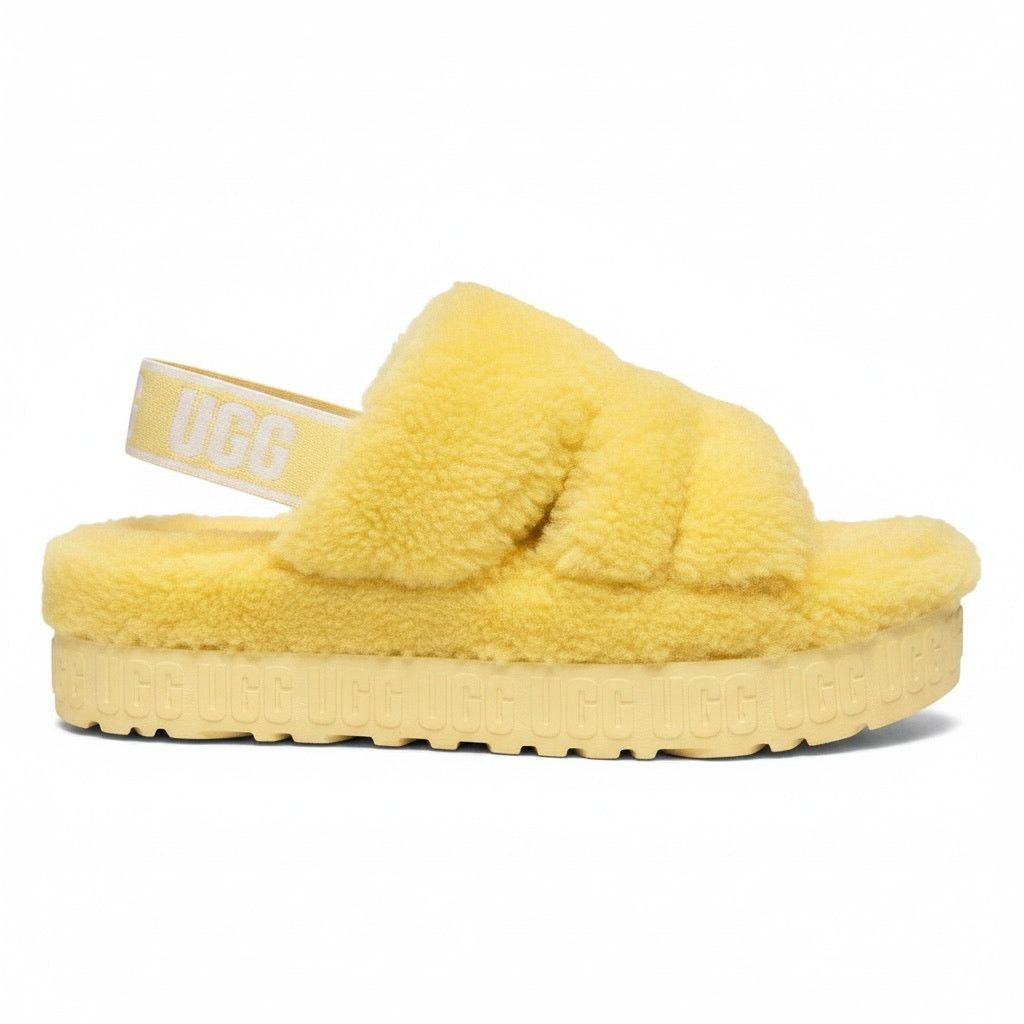 Ugg UGG Oh Fluffita Lambswool Slip On Sandals Yellow Women's 9 Size US 9 / IT 39 - 1 Thumbnail
