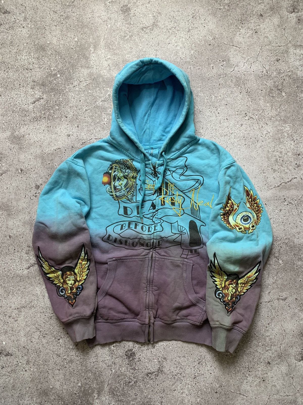 Ed Hardy × Vintage Vintage Y2K Zip Hoodie Ed Hardy Style Shiny Gun Size US M / EU 48-50 / 2 - 2 Thumbnail