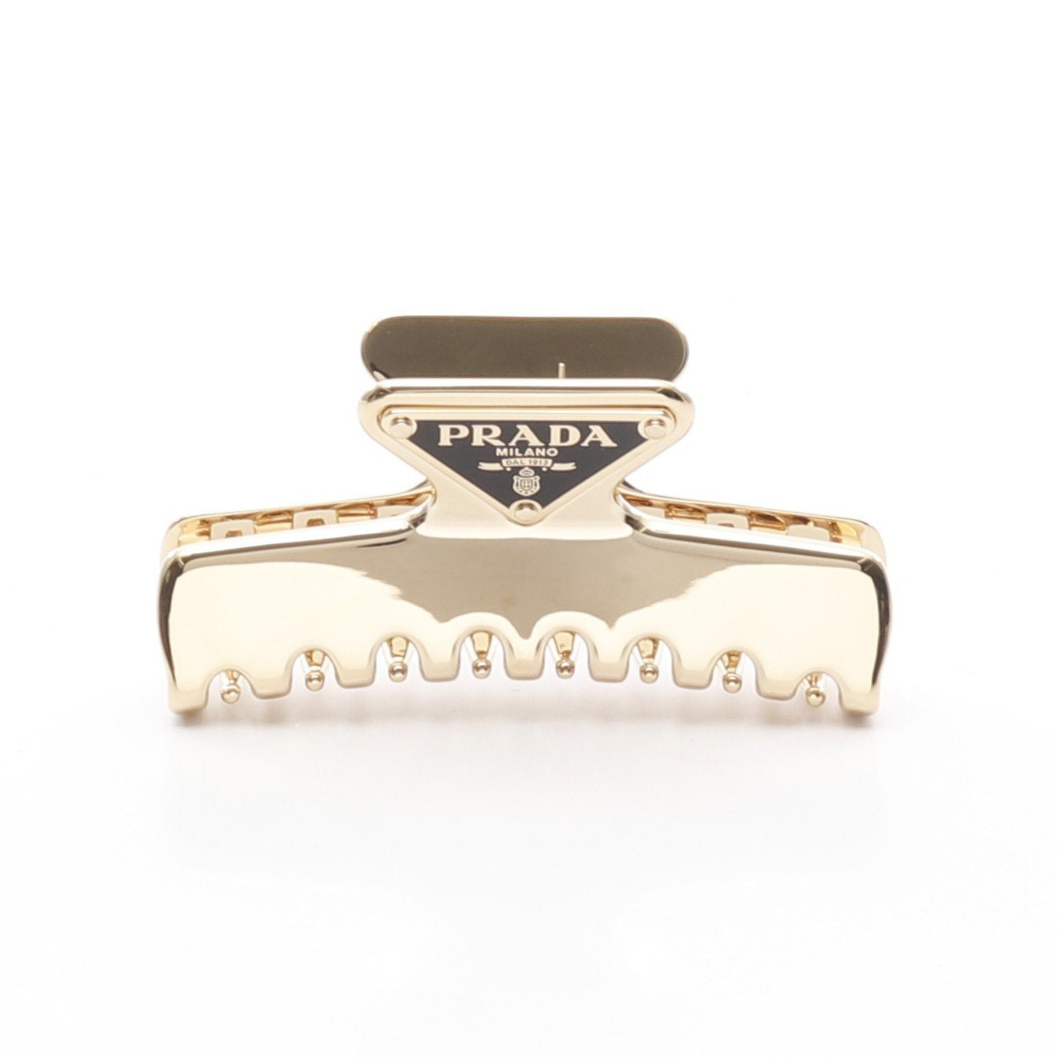 Prada Prada Triangle Logo Hair Clip Gp Gold Black Size ONE SIZE - 1 Thumbnail