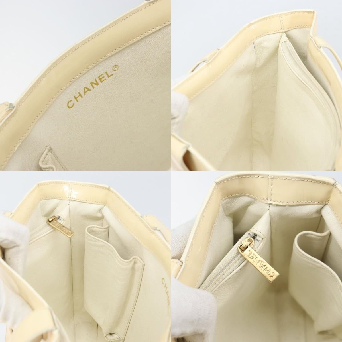 Chanel Chanel Tote Bag Patent Leather Beige Gold CC Size ONE SIZE - 7 Thumbnail