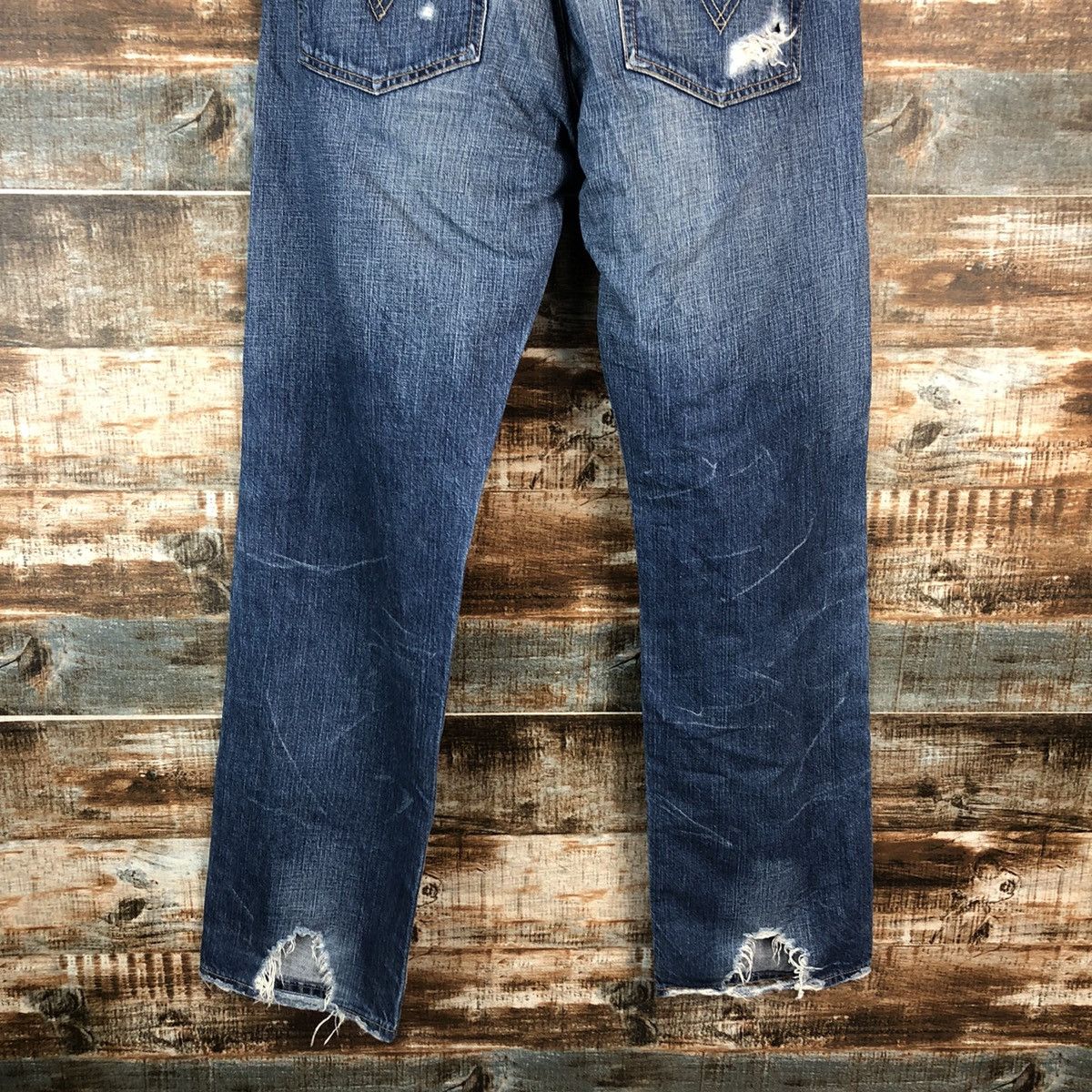 Levi's DL Levis 501 Blue ripped Distressed Denim Pants #C144 Size US 32 / EU 48 - 16 Thumbnail