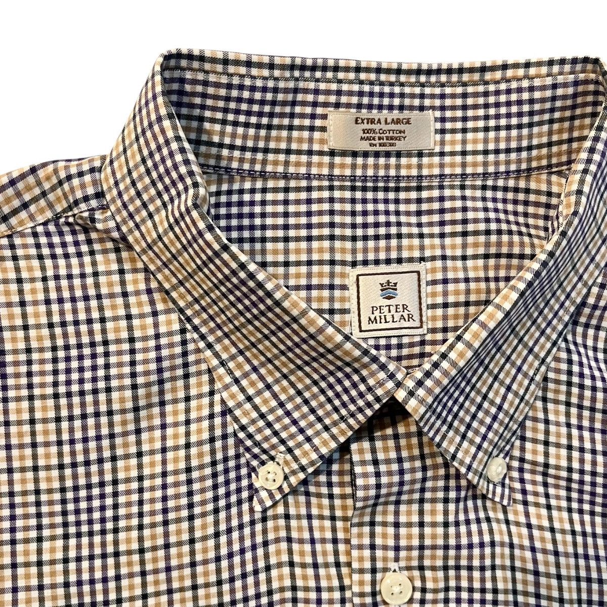 Peter Millar Peter Millar XL Button-Down Shirt Purple Tan Black Plaid Size US XL / EU 56 / 4 - 6 Thumbnail