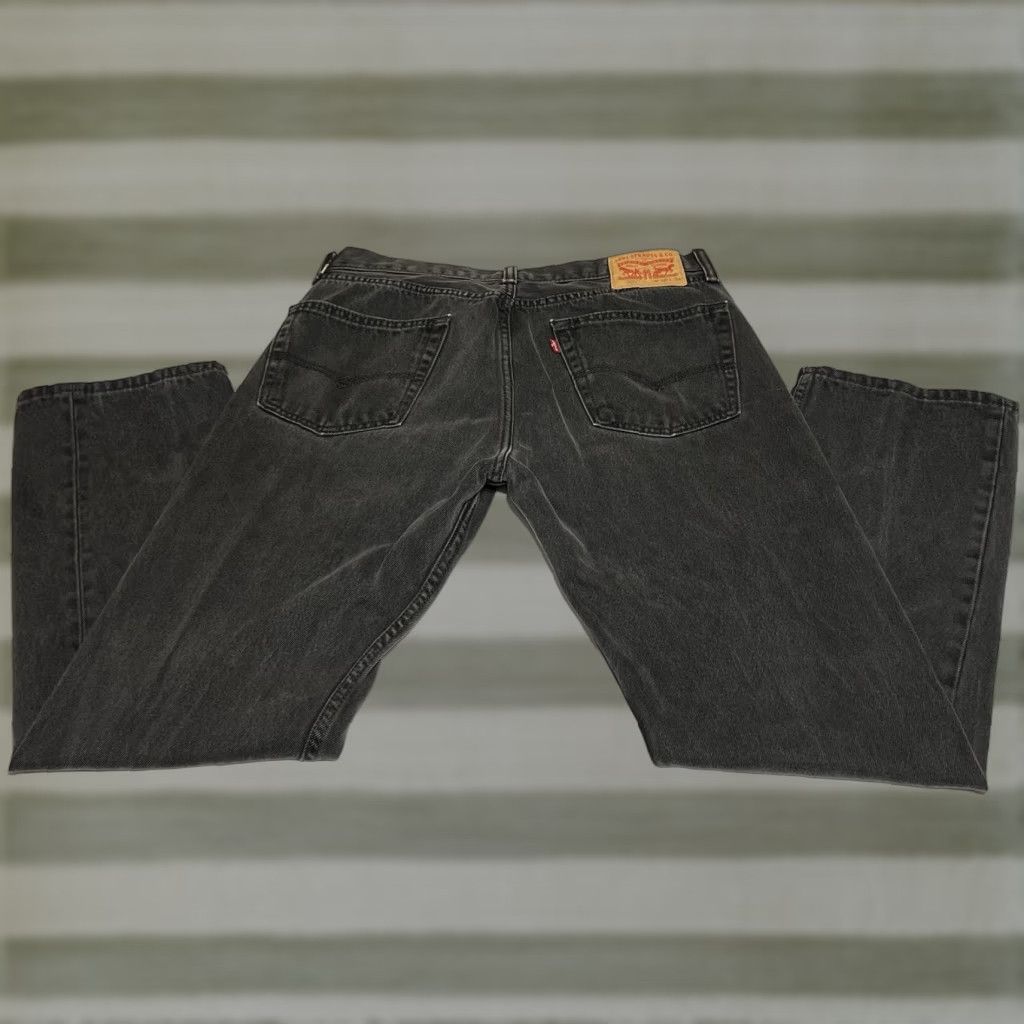 Levi's Levi's 505 Jeans Mens 34x32 Straight Black Wash Denim Regular Mid Rise Belt Loops 5-Pocket Logo Zipper Size US 34 / EU 50 - 1 Thumbnail
