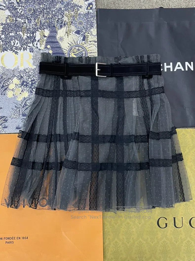 Dior Dior Black polka dot mesh skirt Size 25" / US 0 / IT 36 - 1 Thumbnail
