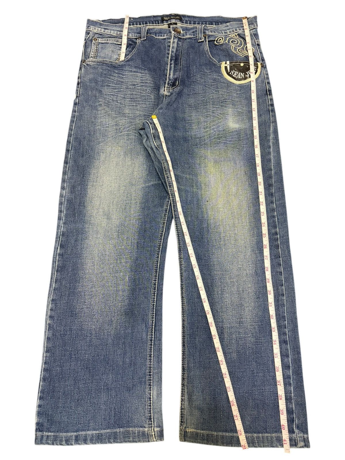 Sean John Vintage Sean John Embroidered Distress Baggy Jeans Size US 37 - 7 Thumbnail