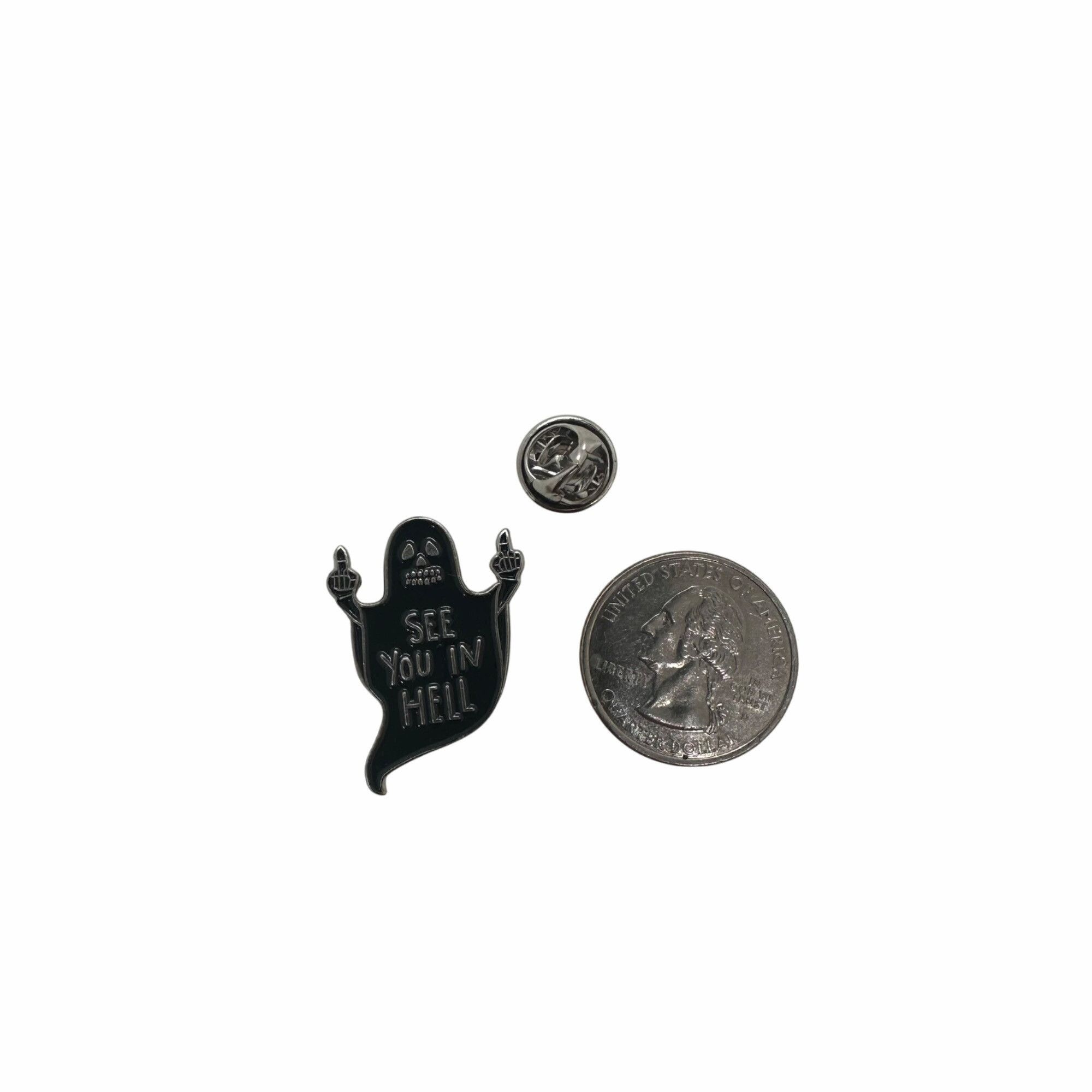 Other "See You In Hell" Ghost Middle Finger Enamel Pin Badge Hallo Size ONE SIZE - 3 Thumbnail