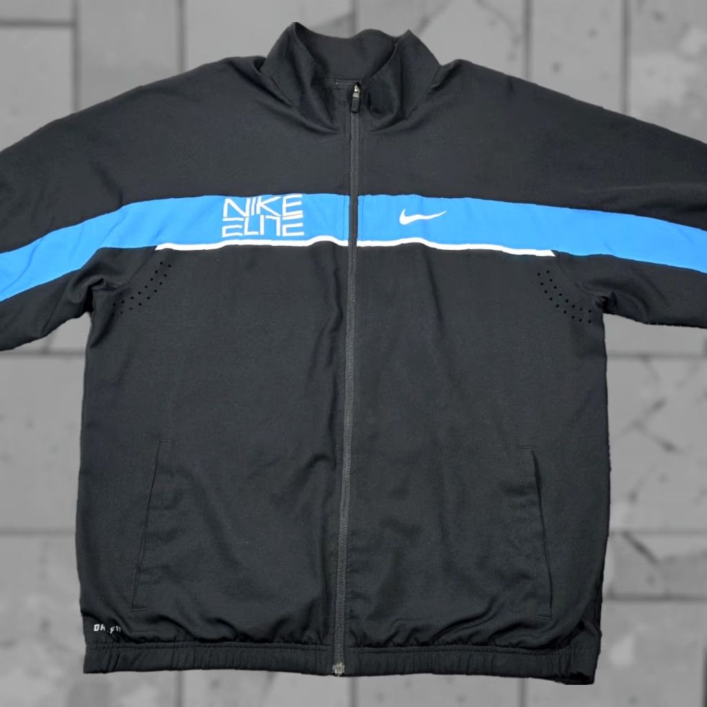 Nike VINTAGE Nike Elite Dri-Fit Full Zip Jacket Men XL Blue Black Swoosh Spell Out Logo Size US XL / EU 56 / 4 - 1 Thumbnail