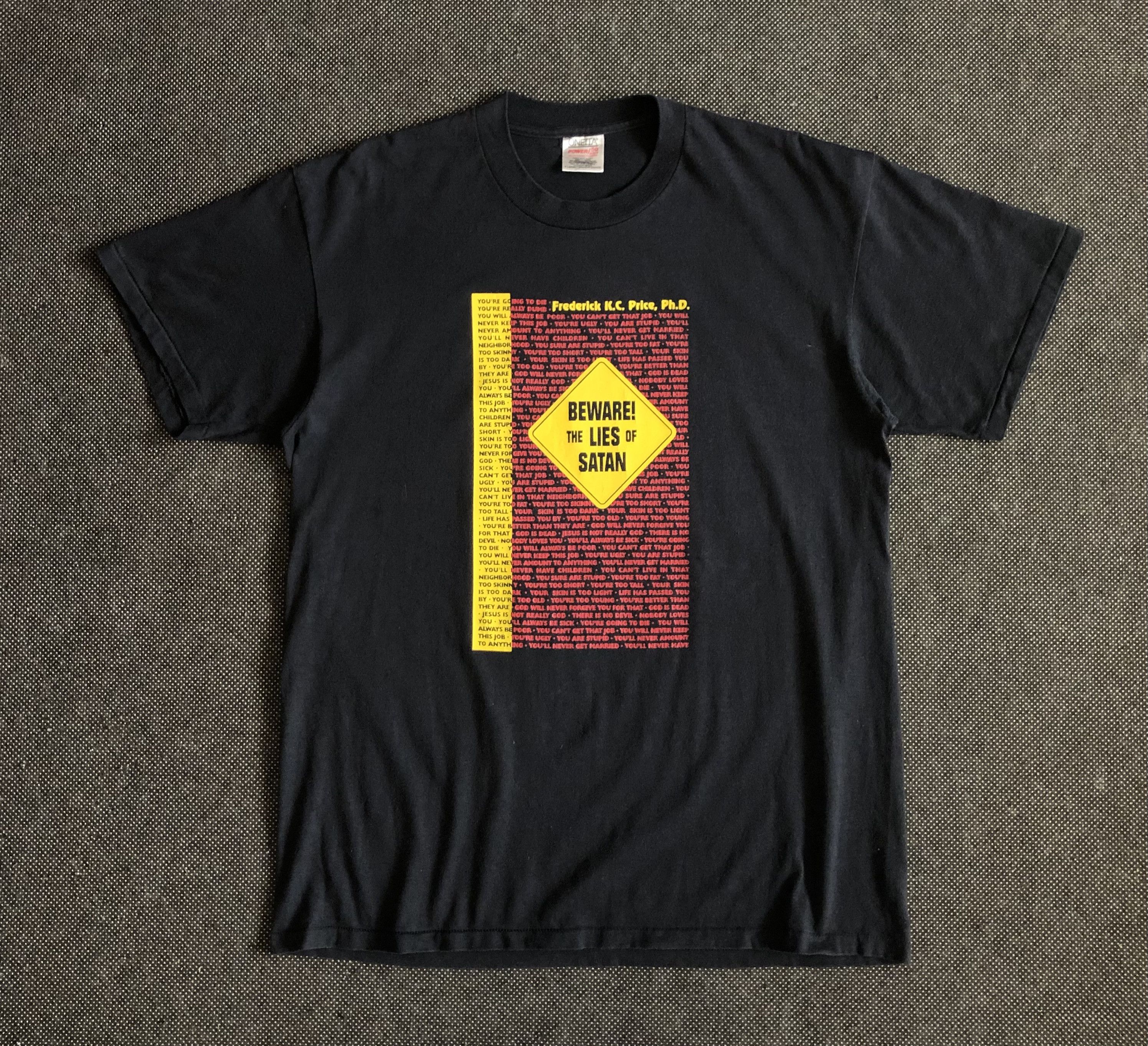 Vintage 90’S FREDERICK K.C. PRICE BEWARE LIES OF SATAN PROMO TEE Size US XL / EU 56 / 4 - 2 Thumbnail