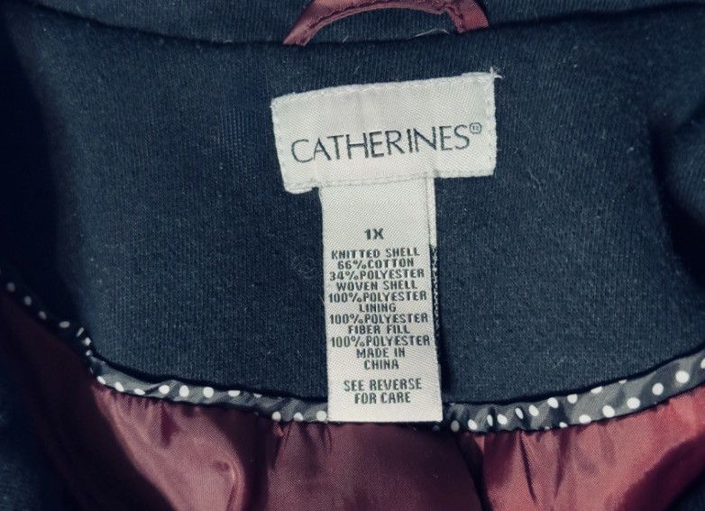 Other Catherines Black Belted Pea Coat Quilted Plus Size 1X Winter Size XXL / US 16-18 / IT 52-54 - 4 Thumbnail