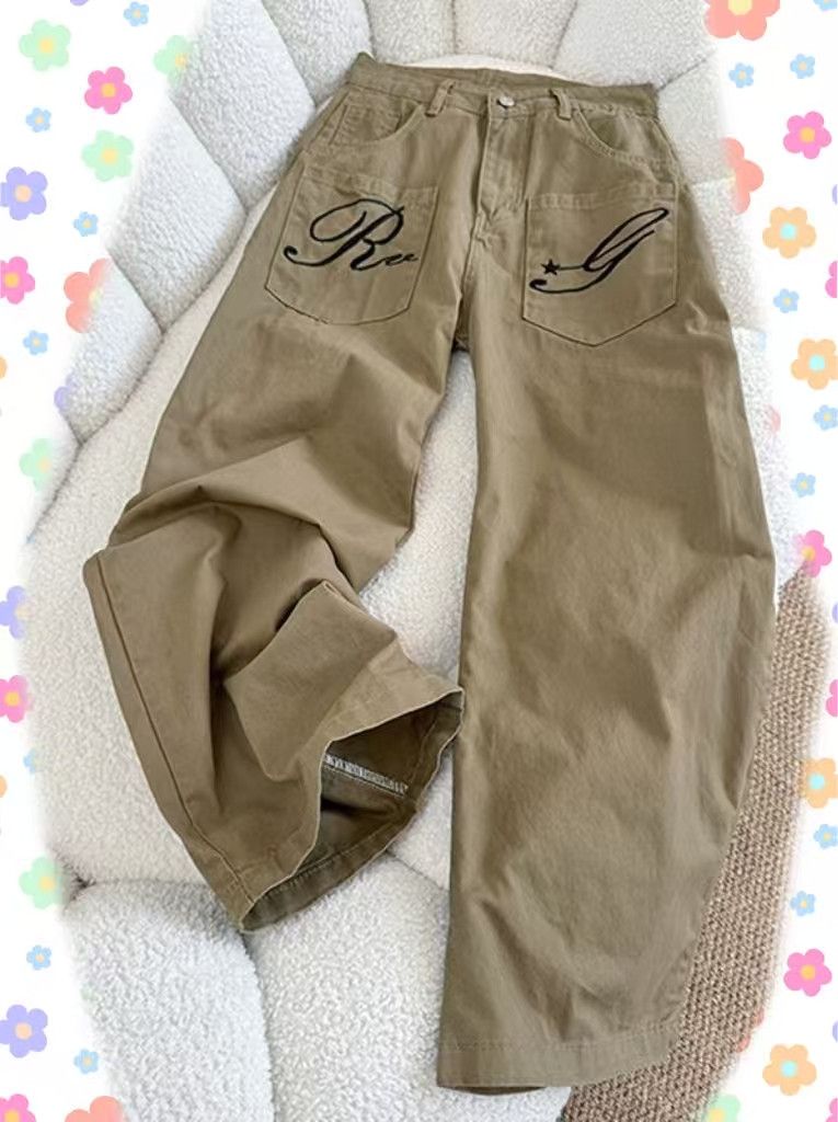 Vintage Vintage Brown Cargo Pants for Men - Loose Straight Fit Size US 32 / EU 48 - 2 Thumbnail