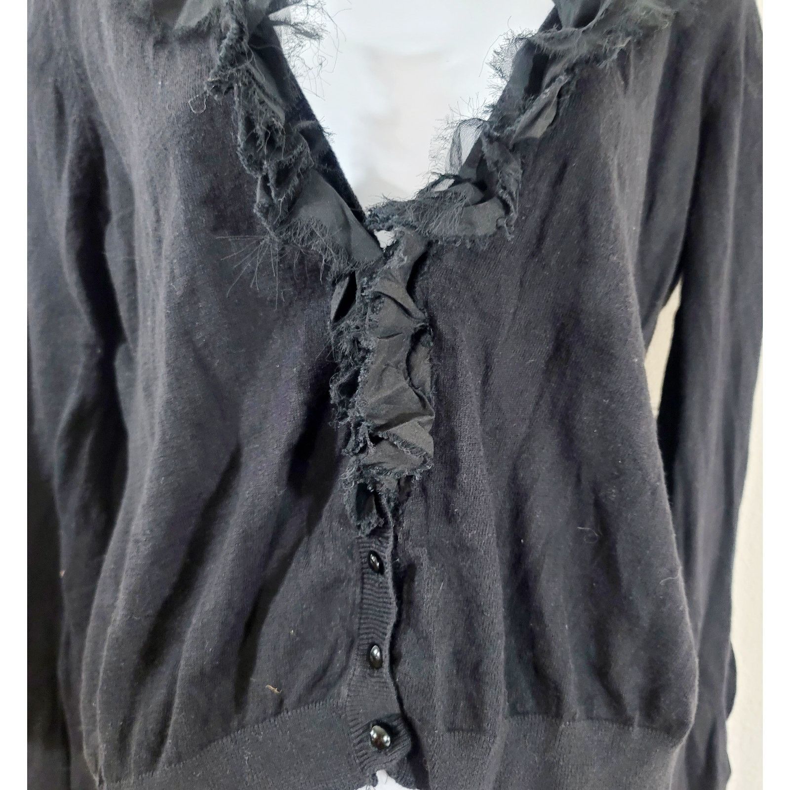 Other Bisou Bisou Black Cut Material Ruffled Cardigan Sweater XL Size XL / US 12-14 / IT 48-50 - 5 Thumbnail