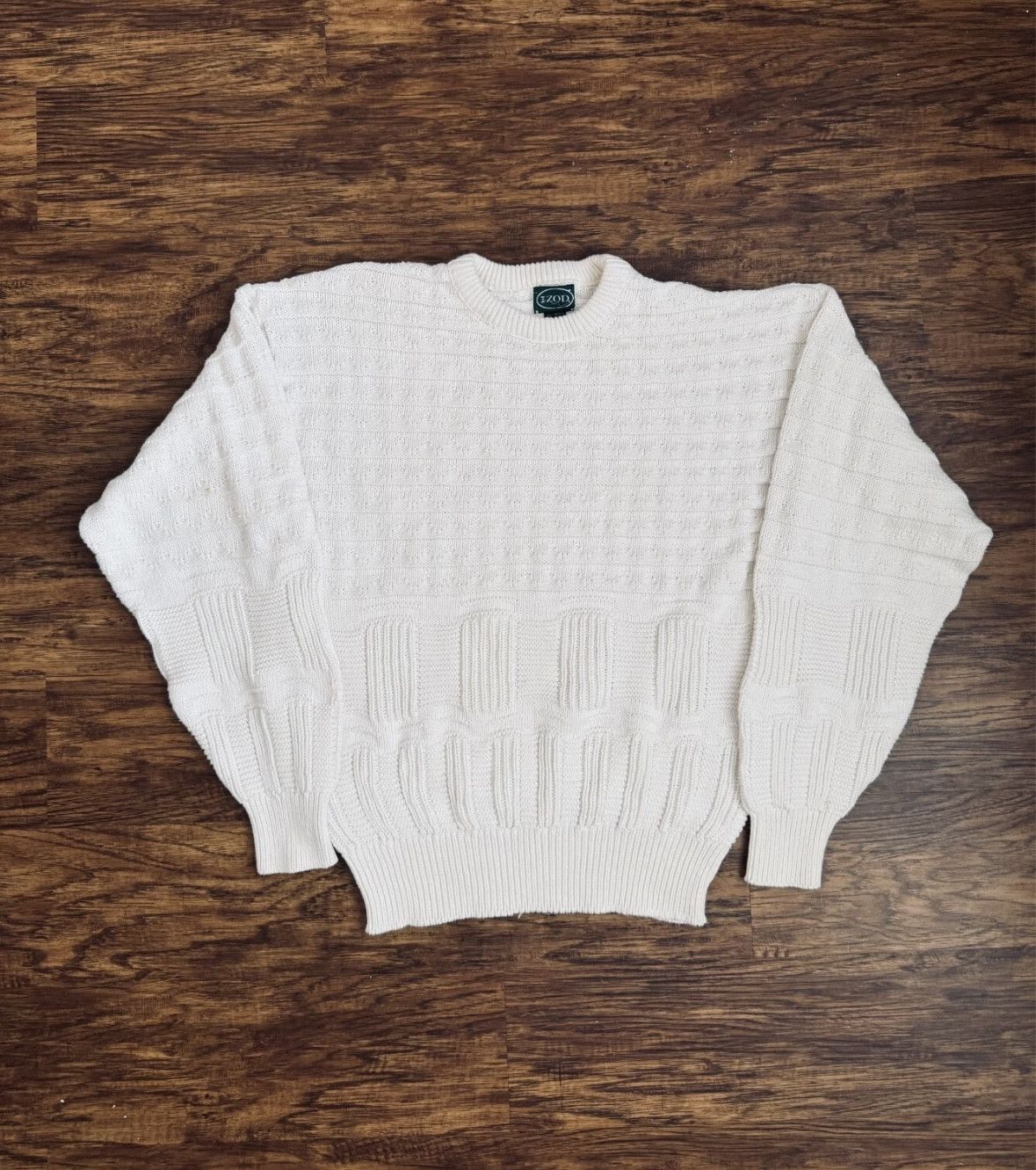Izod Vintage Izod Crewneck Sweater Thick Knit Off White Fisherman Size XL / US 12-14 / IT 48-50 - 2 Thumbnail