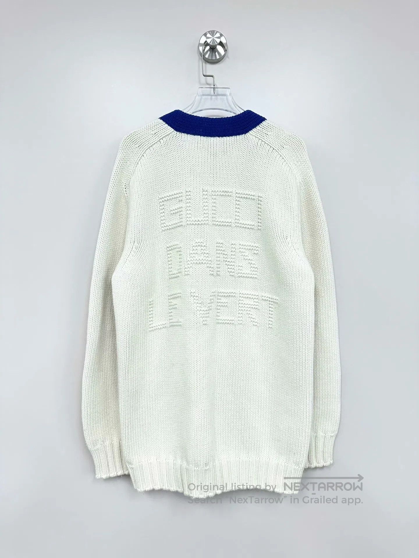 Gucci Guicci White Logo Rabbit Jacquard Knit Cardigan| Size US S / EU 44-46 / 1 - 2 Thumbnail