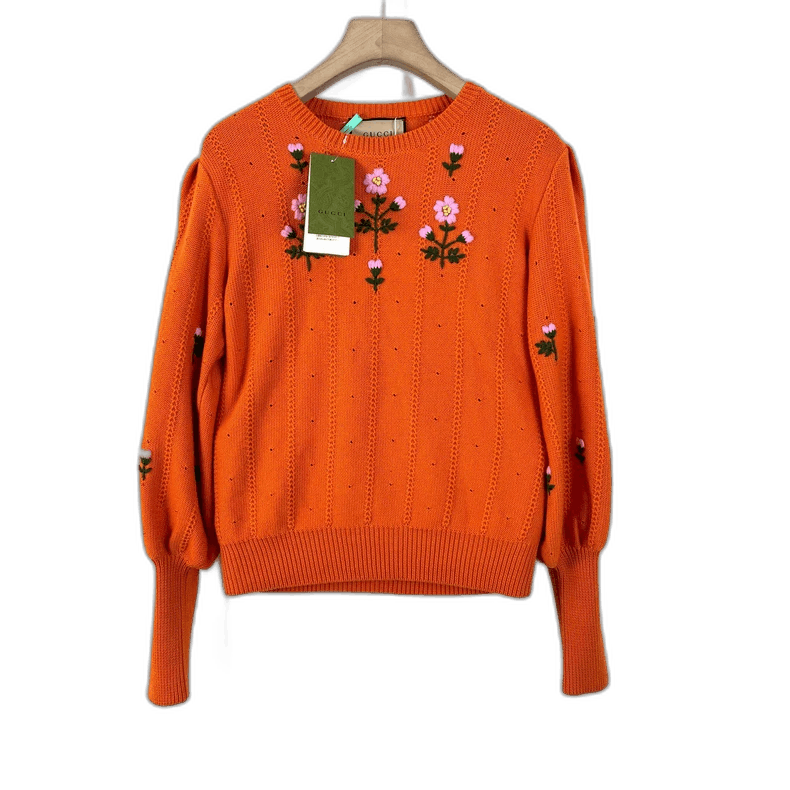 Gucci Gucci Floral Embroidered Bubble Sleeve Sweater Size M / US 6-8 / IT 42-44 - 1 Thumbnail